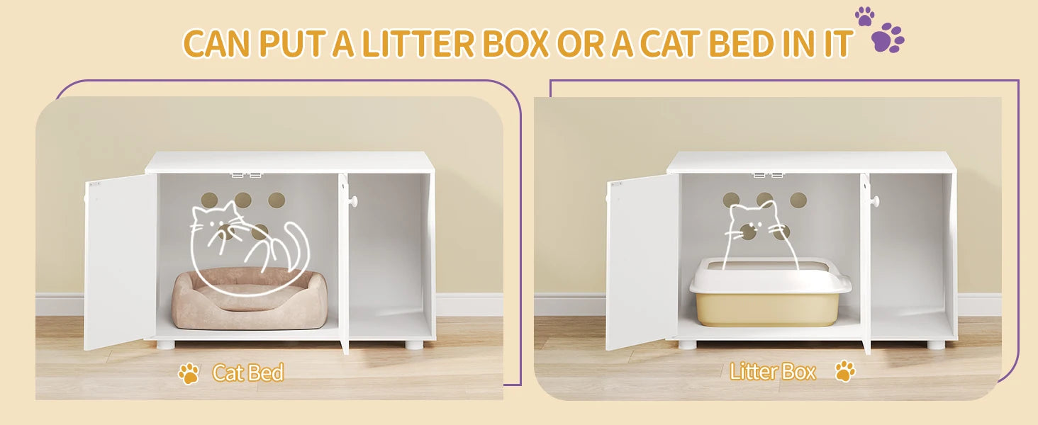 Grote Kattenkast met Deur – Modern Kattenhuis & Opbergmeubel voor Kattenbak