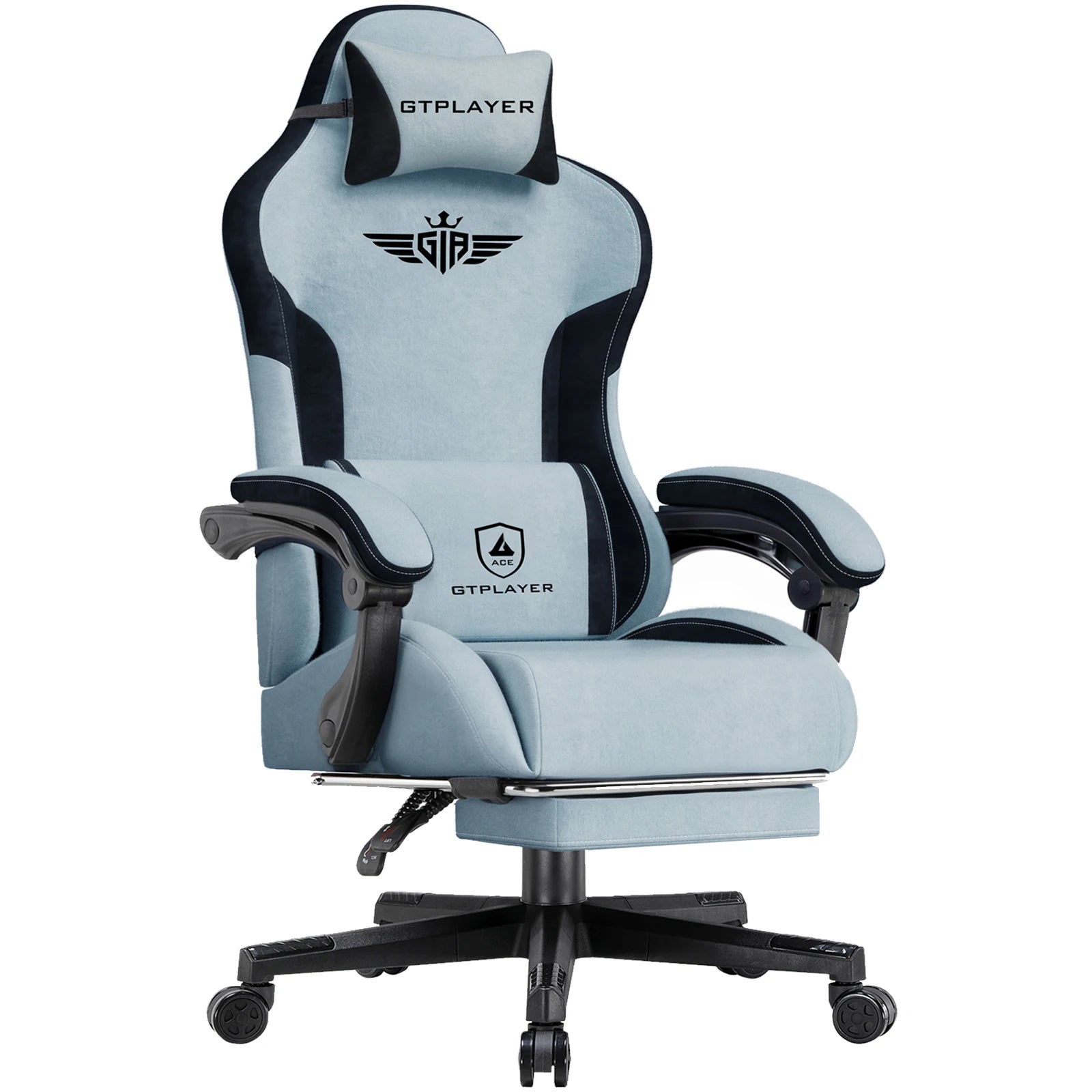 Ergonomische Gamingstoel van Stof met Voetensteun en Verstelbare Rugleuning (165°)