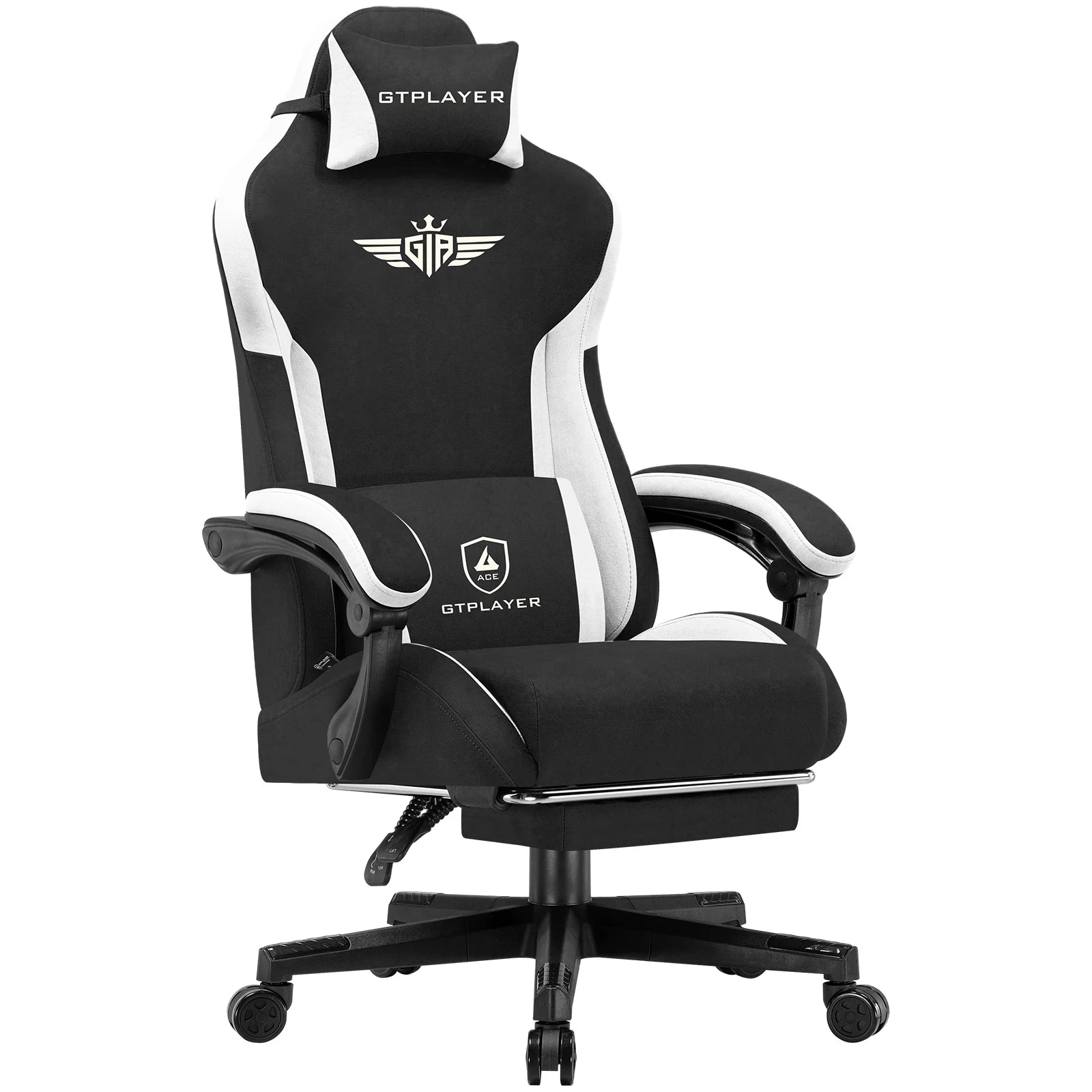 Ergonomische Gamingstoel van Stof met Voetensteun en Verstelbare Rugleuning (165°)