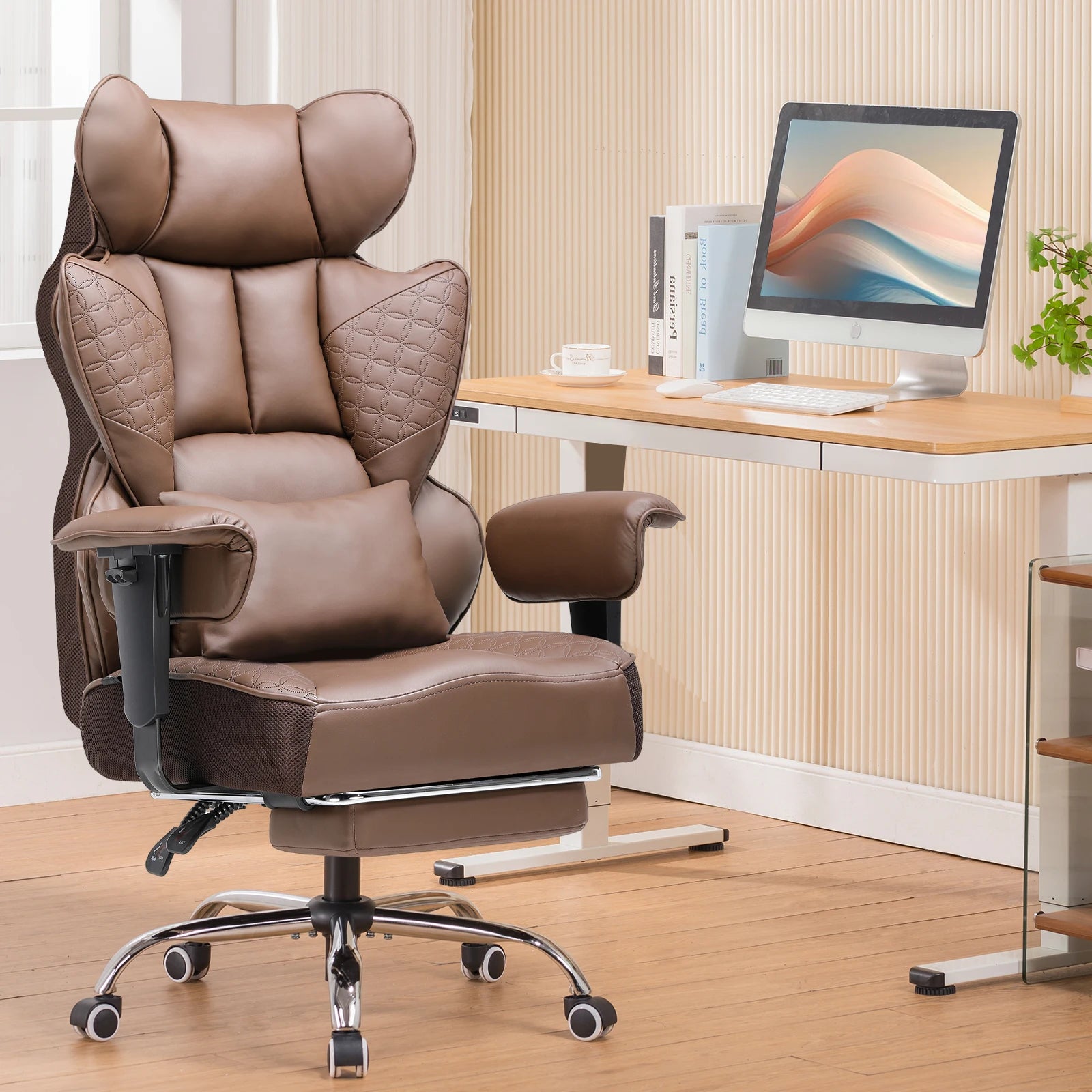 Ergonomische Gaming Chair & Bureaustoel – Verstelbare Armleuningen, Lendensteun, PU Leer – 150 kg