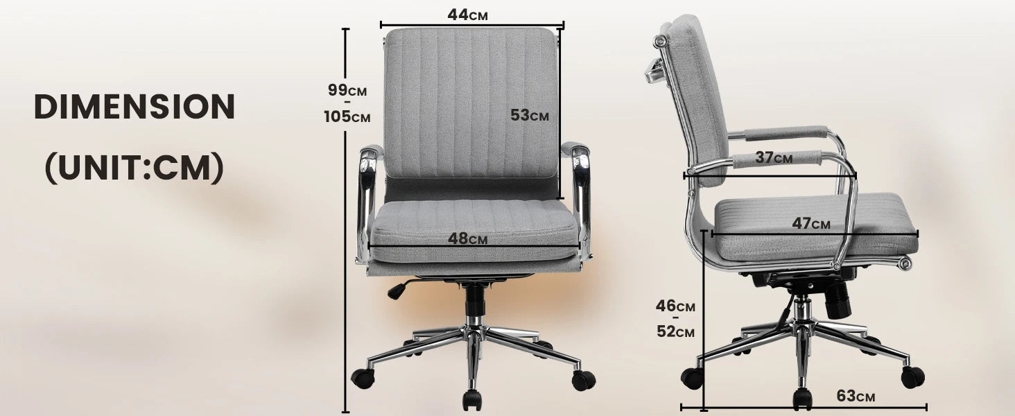 Ergonomische Bureaustoel met Armleuningen en Schommelfunctie – Comfortabele Executive Office Chair (Stof)