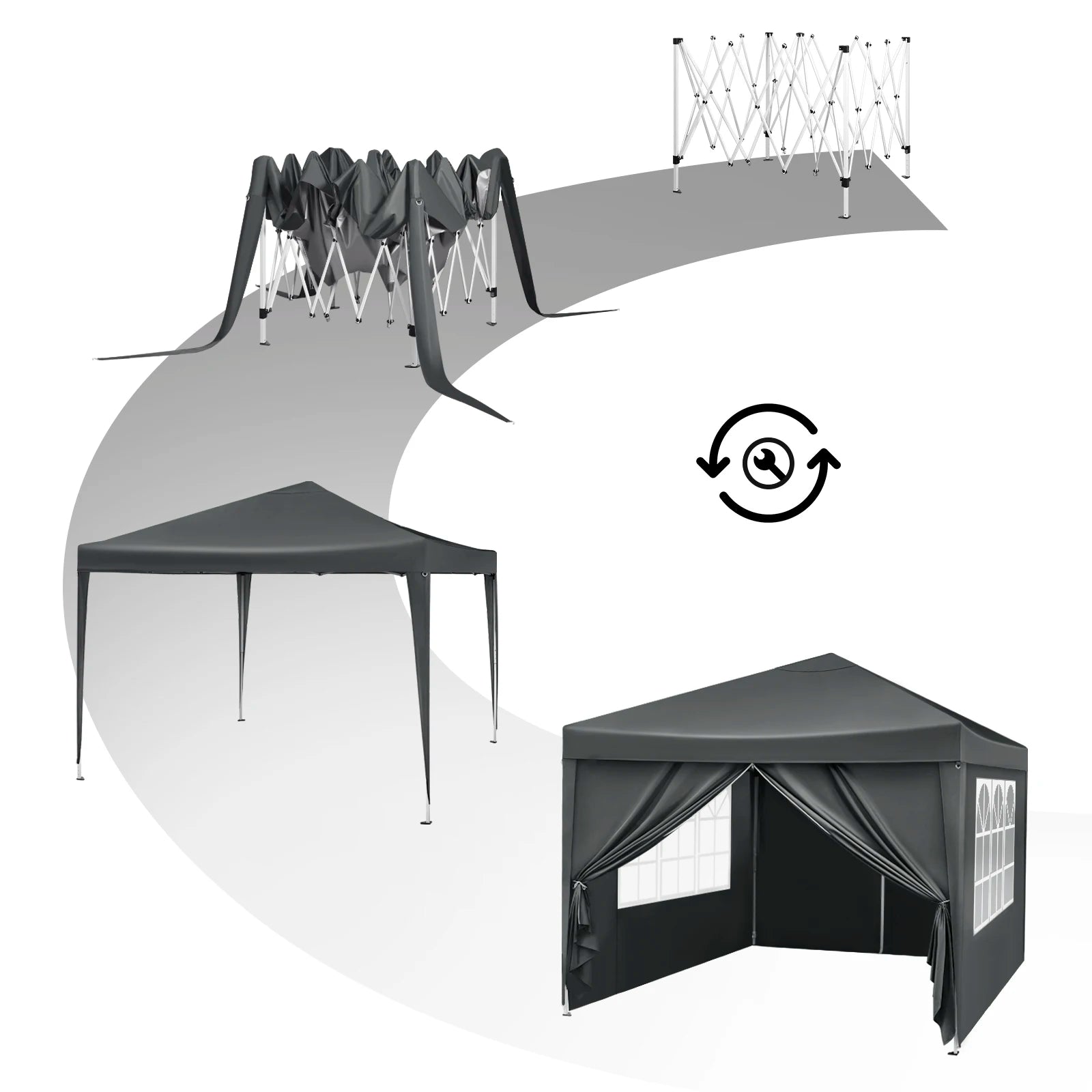 Easy Up Partytent 3x3 m – Opvouwbare Waterdichte Tuintent met UV-bescherming - Pop‑Up Systeem - Inclusief Draagtas