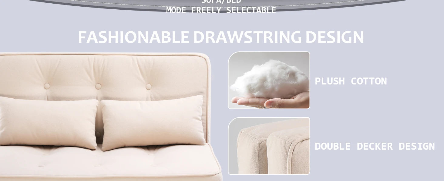 Verstelbare 2-Persoons Slaapbank met 6 Standen – Compacte Multifunctionele Sofa Bed voor Kleine Ruimtes