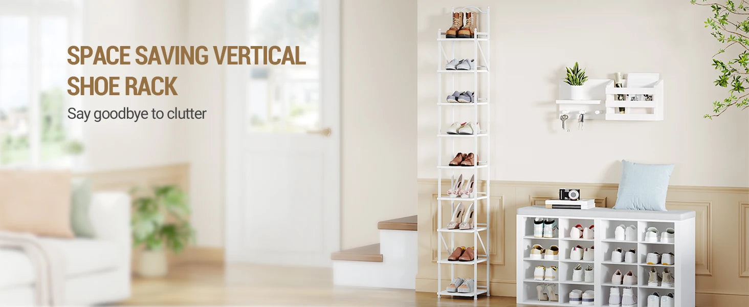 Smal 9‑Laags Vertical Schoenenrek – Ruimtebesparend & Instelbaar Schoenen Organizer