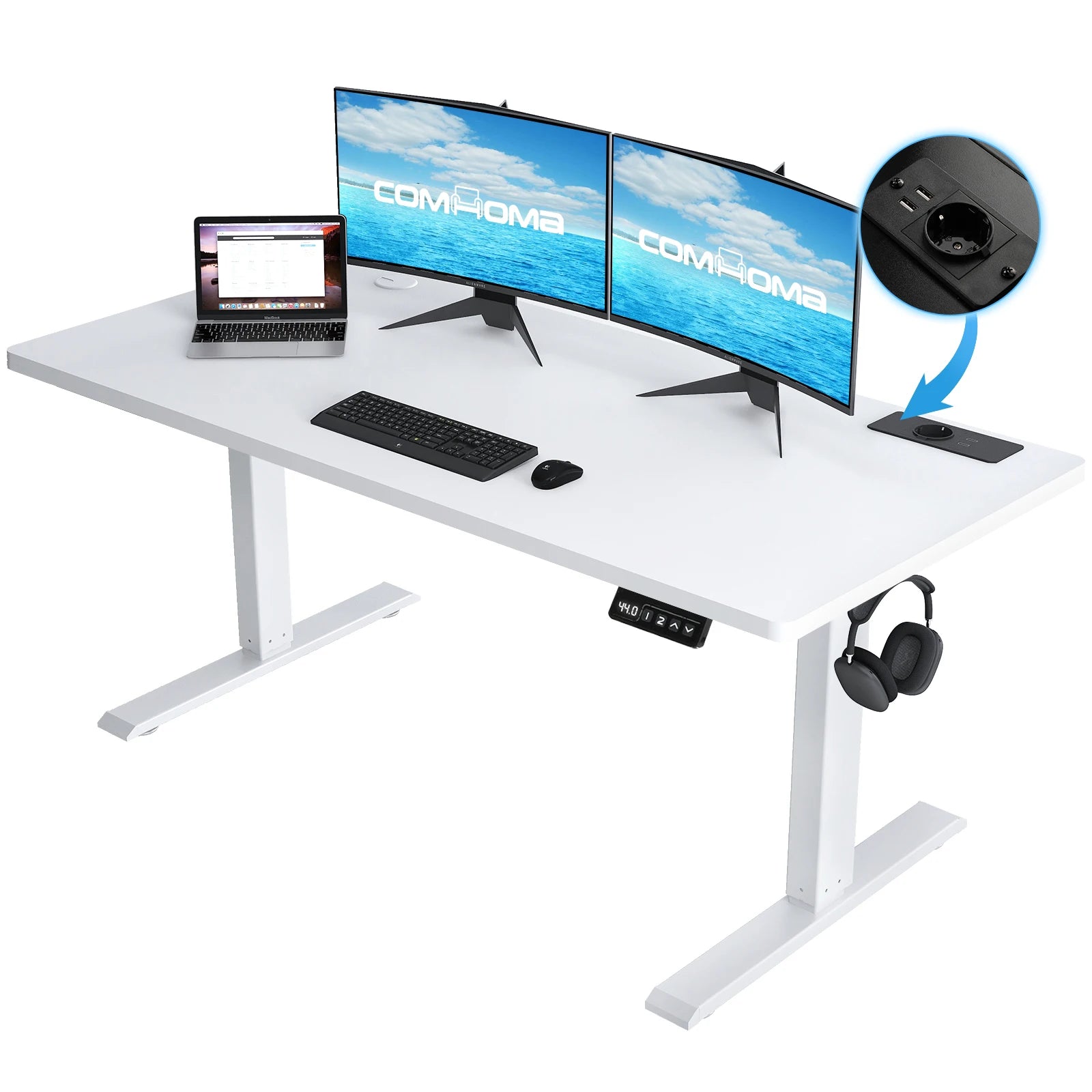 Elektrisch Zit-Sta Bureau Verstelbaar met USB en Ergonomisch Design (140x60 / 160x70 cm)