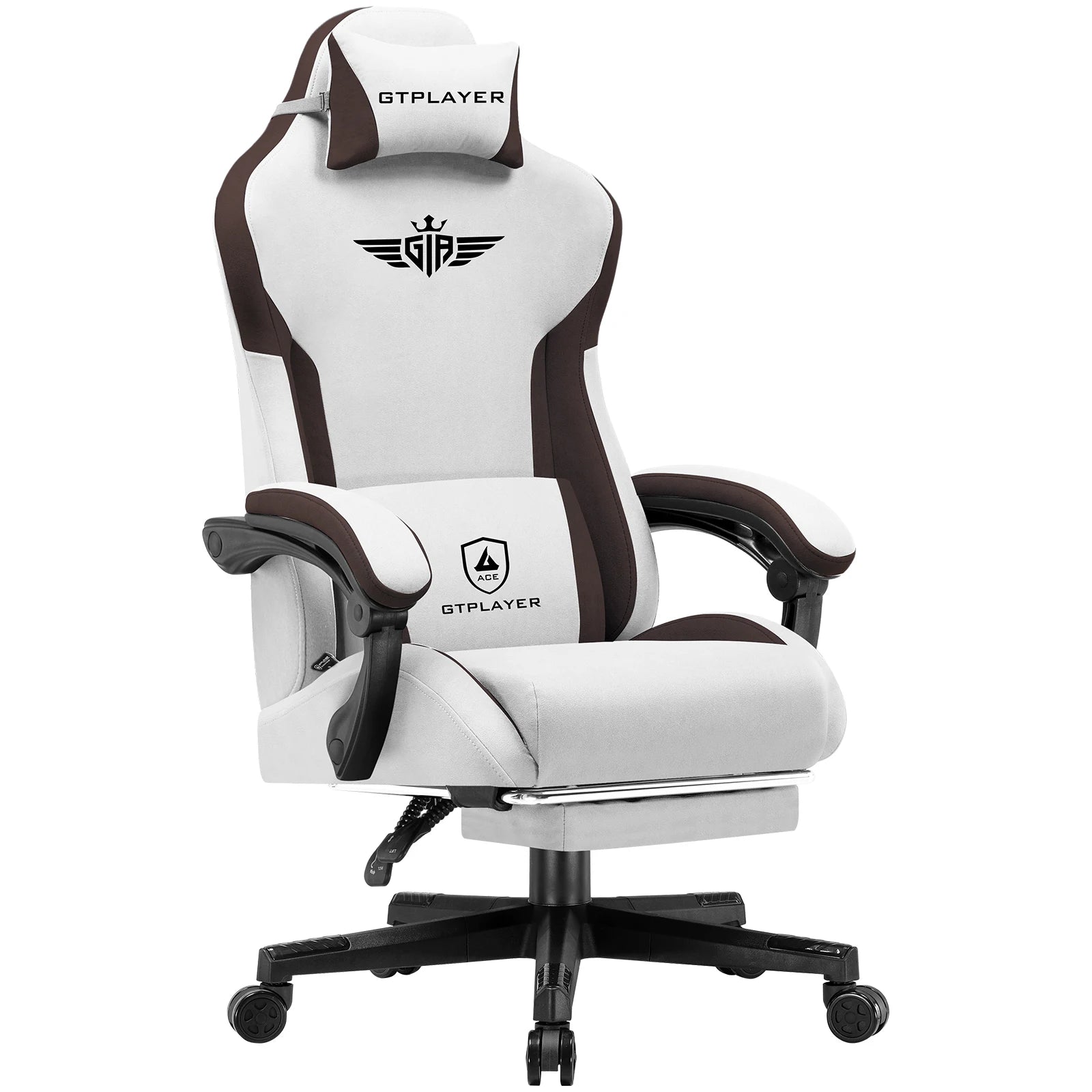 Ergonomische Gamingstoel van Stof met Voetensteun en Verstelbare Rugleuning (165°)