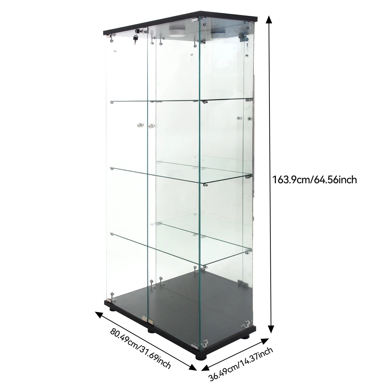 Staande LED Vitrinekast met 4 Niveaus – Moderne Displaykast voor Woonkamer & Slaapkamer
