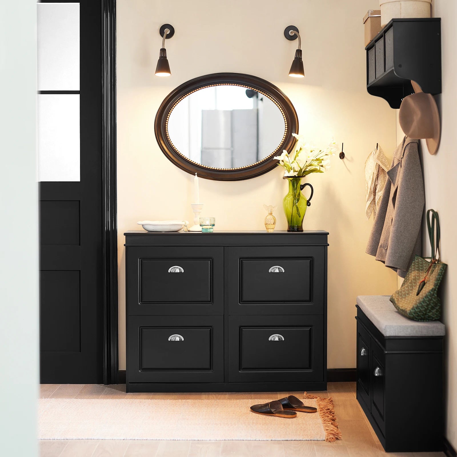 Ruime schoenenkast met 4 kleppen en 8 planken – Compact & Organiserend Schoenenrek
