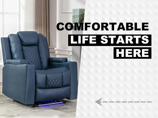 Elektrische Relaxfauteuil met Massage & LED – Verstelbare TV Stoel met Bekerhouders en Opbergvakken – Luxe Home Cinema Fauteuil