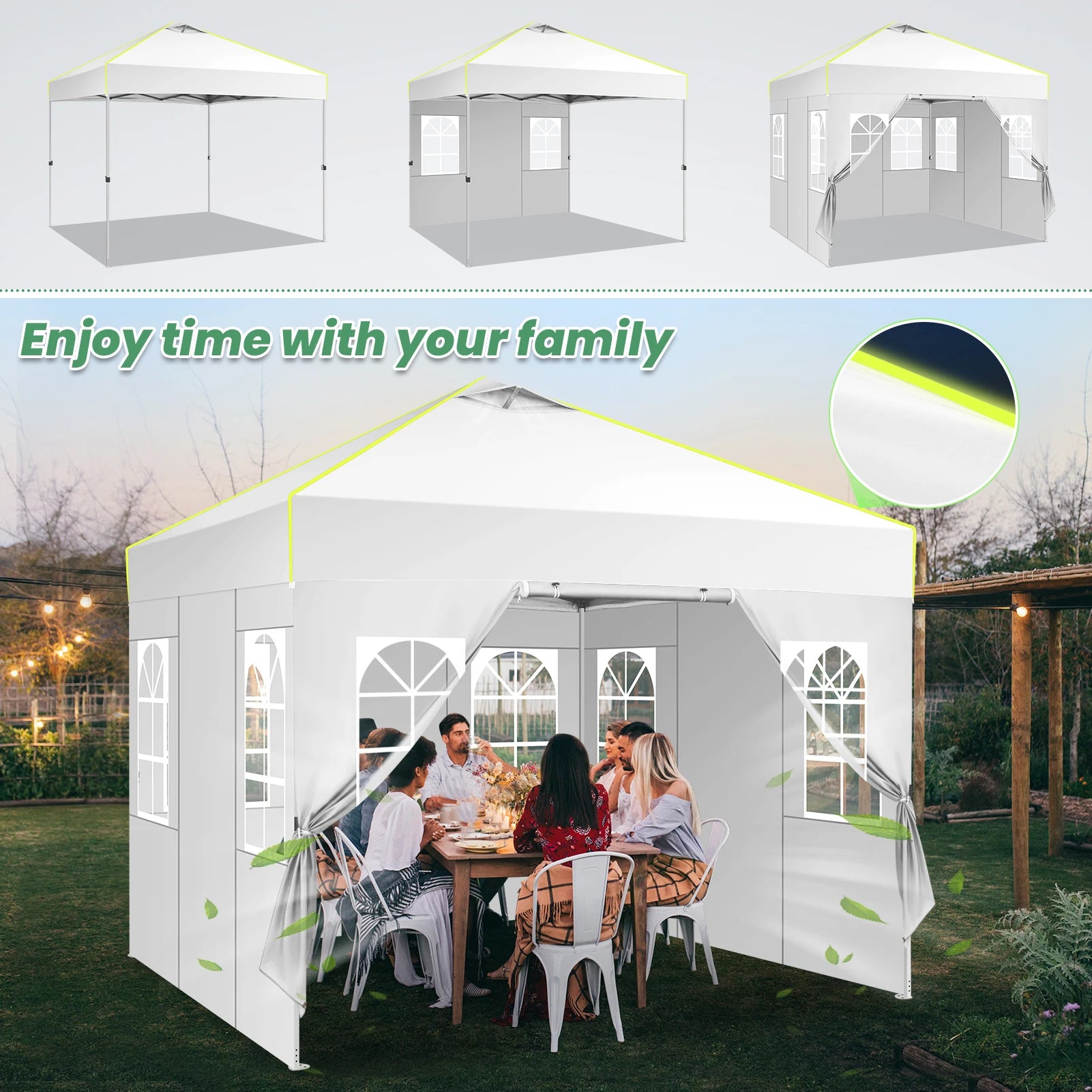Pop-up Partytent 3x3 m Waterdicht met 4 Zijwanden – Opvouwbaar Tuinpaviljoen met UV50+ Bescherming voor Tuin & Evenementen