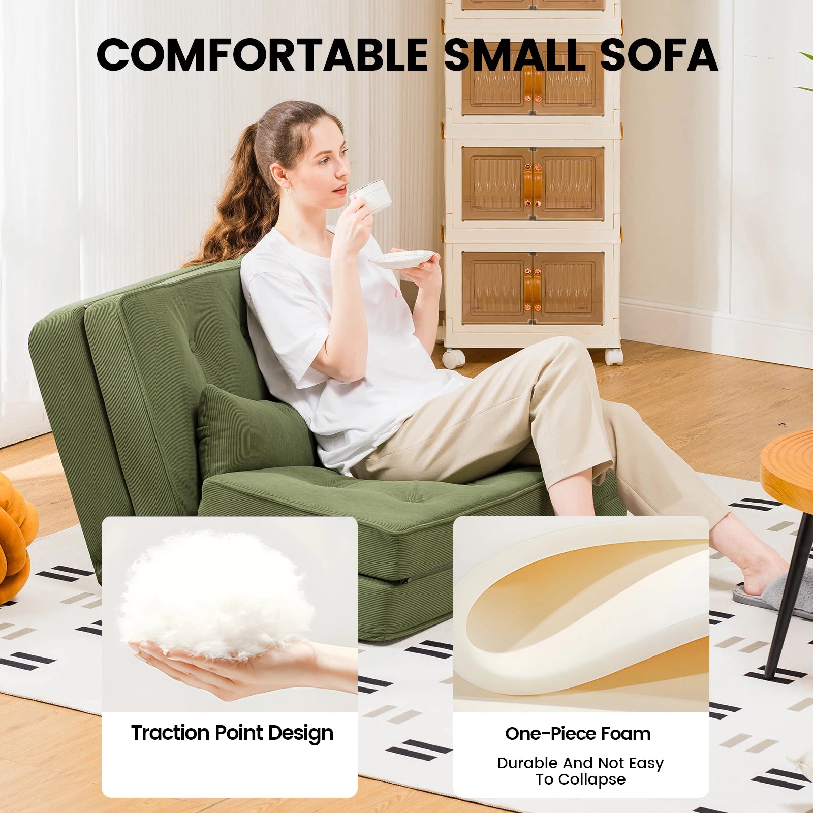 Verstelbare 2-Persoons Slaapbank met 6 Standen – Compacte Multifunctionele Sofa Bed voor Kleine Ruimtes