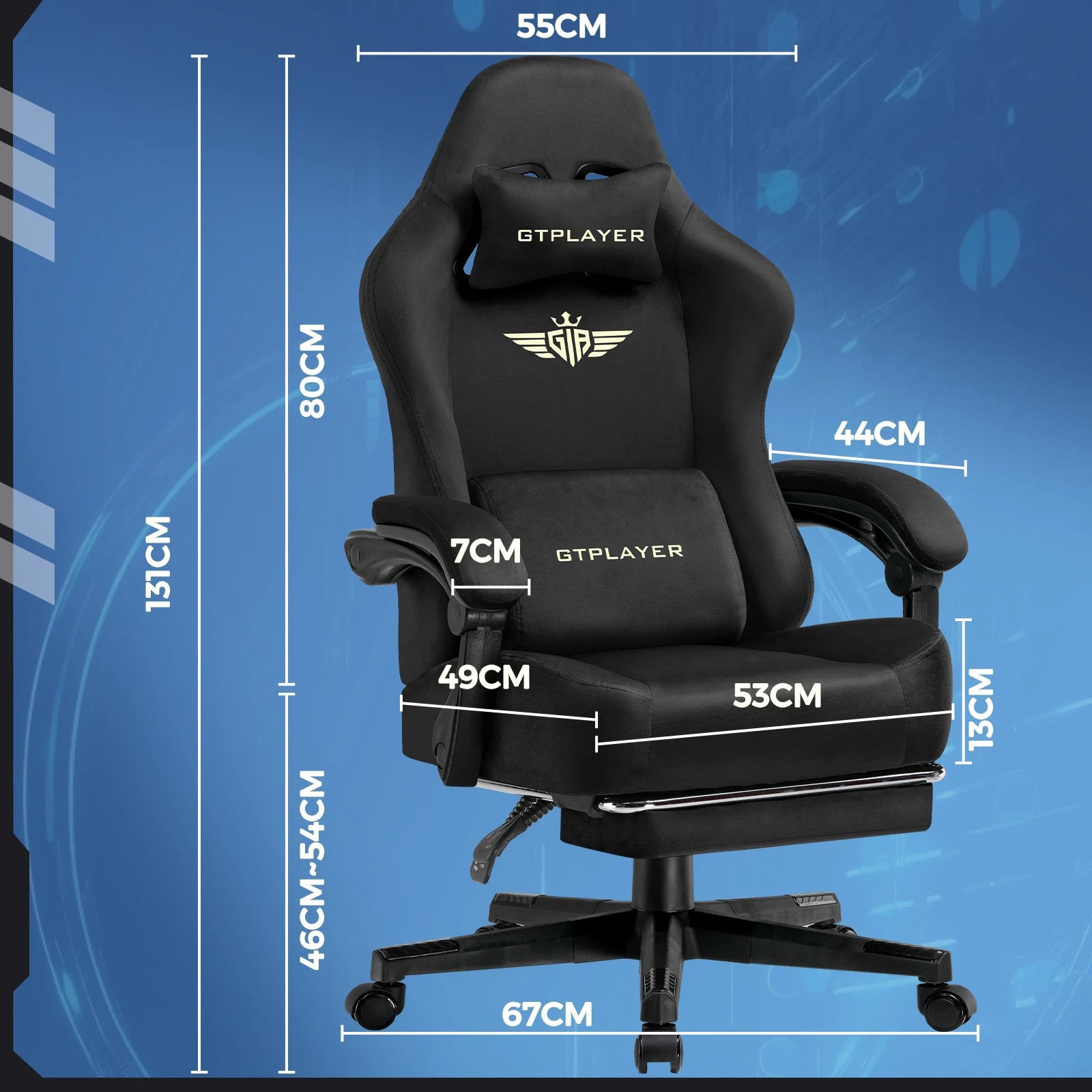 Ergonomische Gaming Stoel met Voetsteun en 150° Verstelbare Rugleuning – Ademend Stoffen Bureaustoel voor Gaming & Kantoor