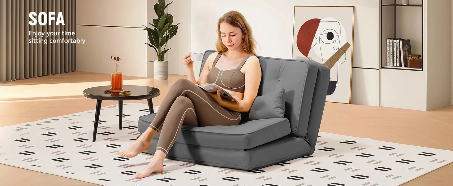 Verstelbare 2-Persoons Slaapbank met 6 Standen – Compacte Multifunctionele Sofa Bed voor Kleine Ruimtes