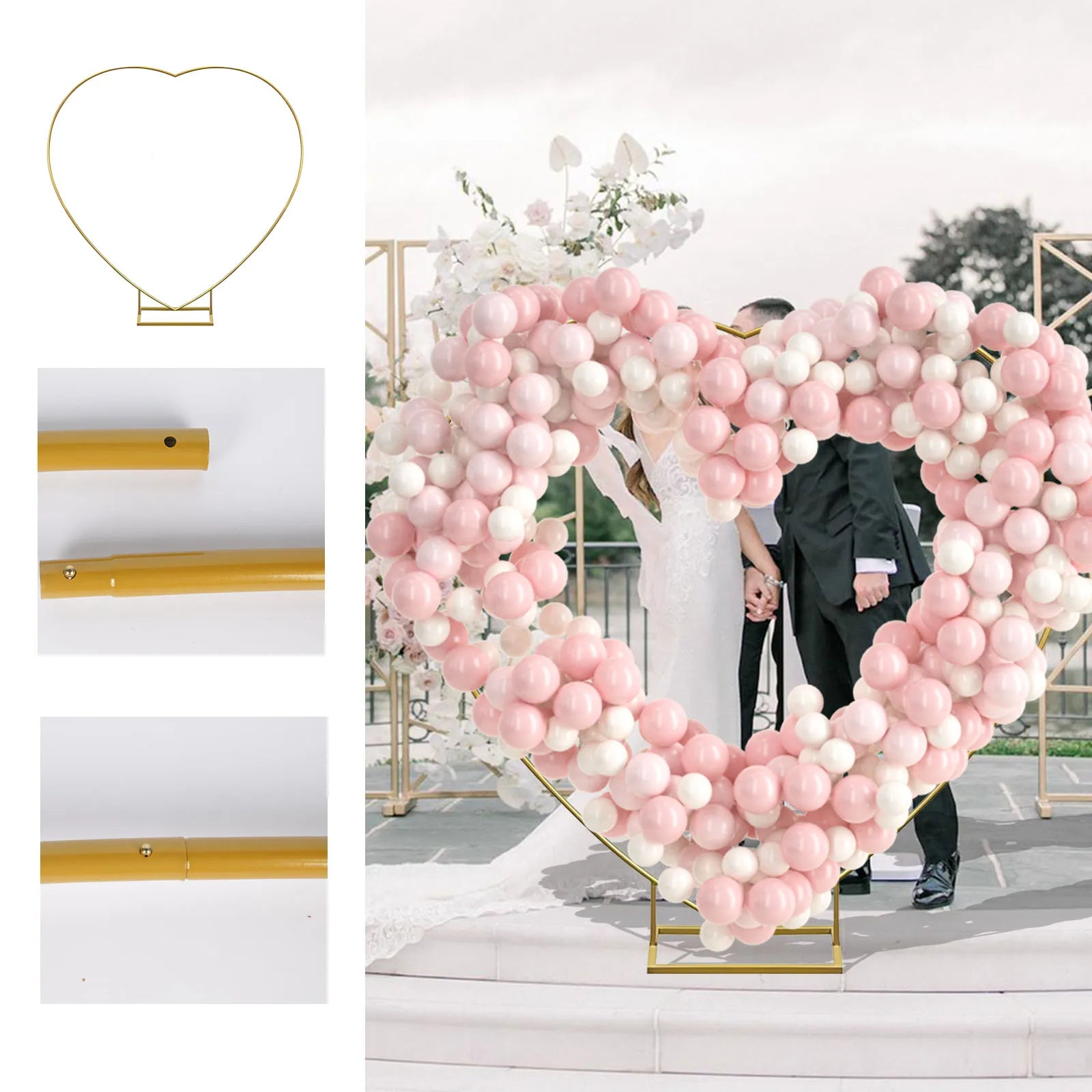 Gouden Ballonnenboog Frame – 2m/2,4m Feestdecoratie voor Bruiloften, Verjaardagen en Ceremonies – Herbruikbare Metaal Stand