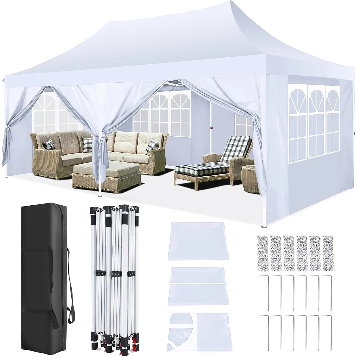 Pop-up Feesttent 3×6 m – Waterdicht Paviljoen met 6 Zijwanden
