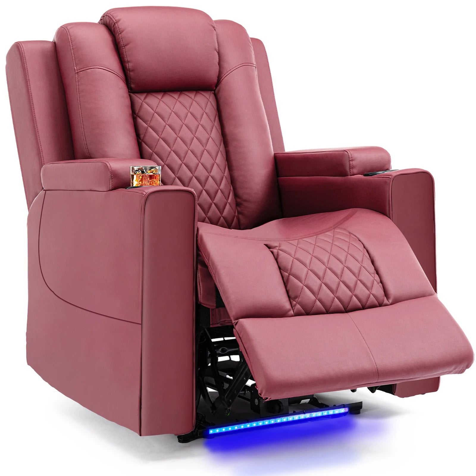 Elektrische Relaxfauteuil met Massage & LED – Verstelbare TV Stoel met Bekerhouders en Opbergvakken – Luxe Home Cinema Fauteuil