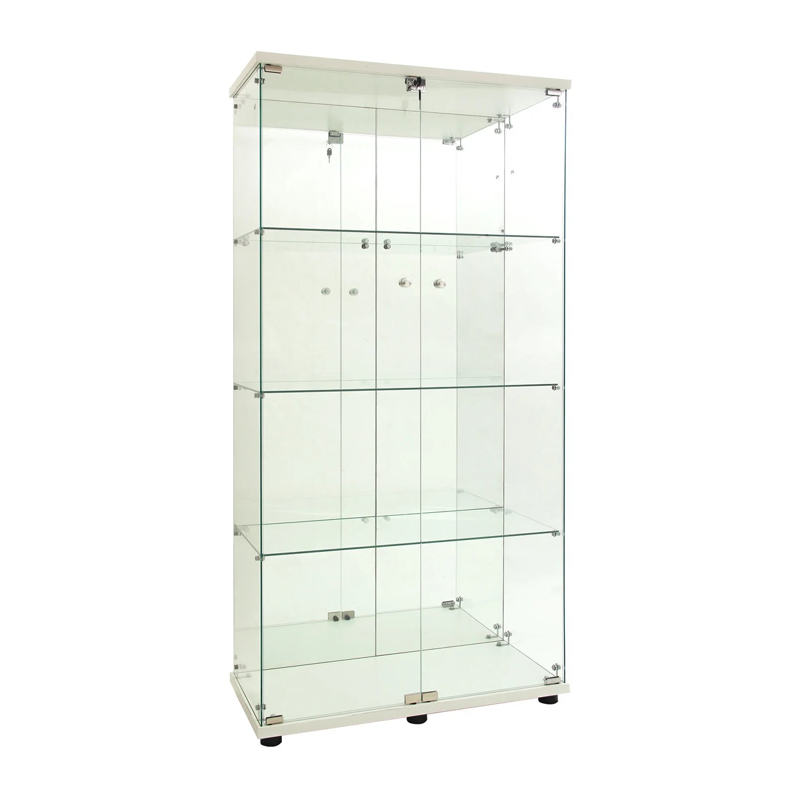 Staande LED Vitrinekast met 4 Niveaus – Moderne Displaykast voor Woonkamer & Slaapkamer