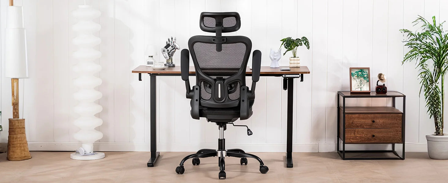 Ergonomische Bureaustoel met Hoofdsteun en Lendensteun – Verstelbare Mesh Office Chair – Gaming & Directiestoel met Armleuningen en Wielen