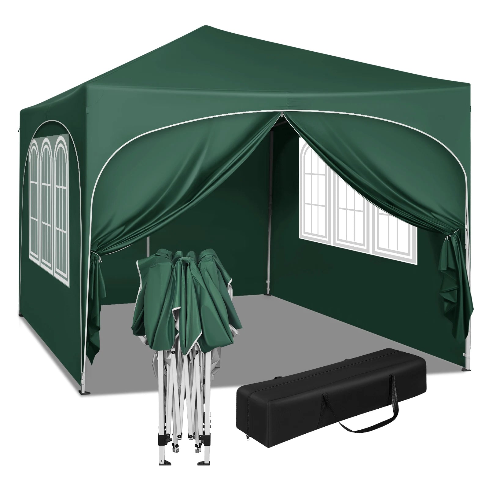 Opvouwbare Partytent 3x3 m Waterafstotend – Pop-up Tuintent met 4 Zijwanden, UV50+ Bescherming & Draagtas