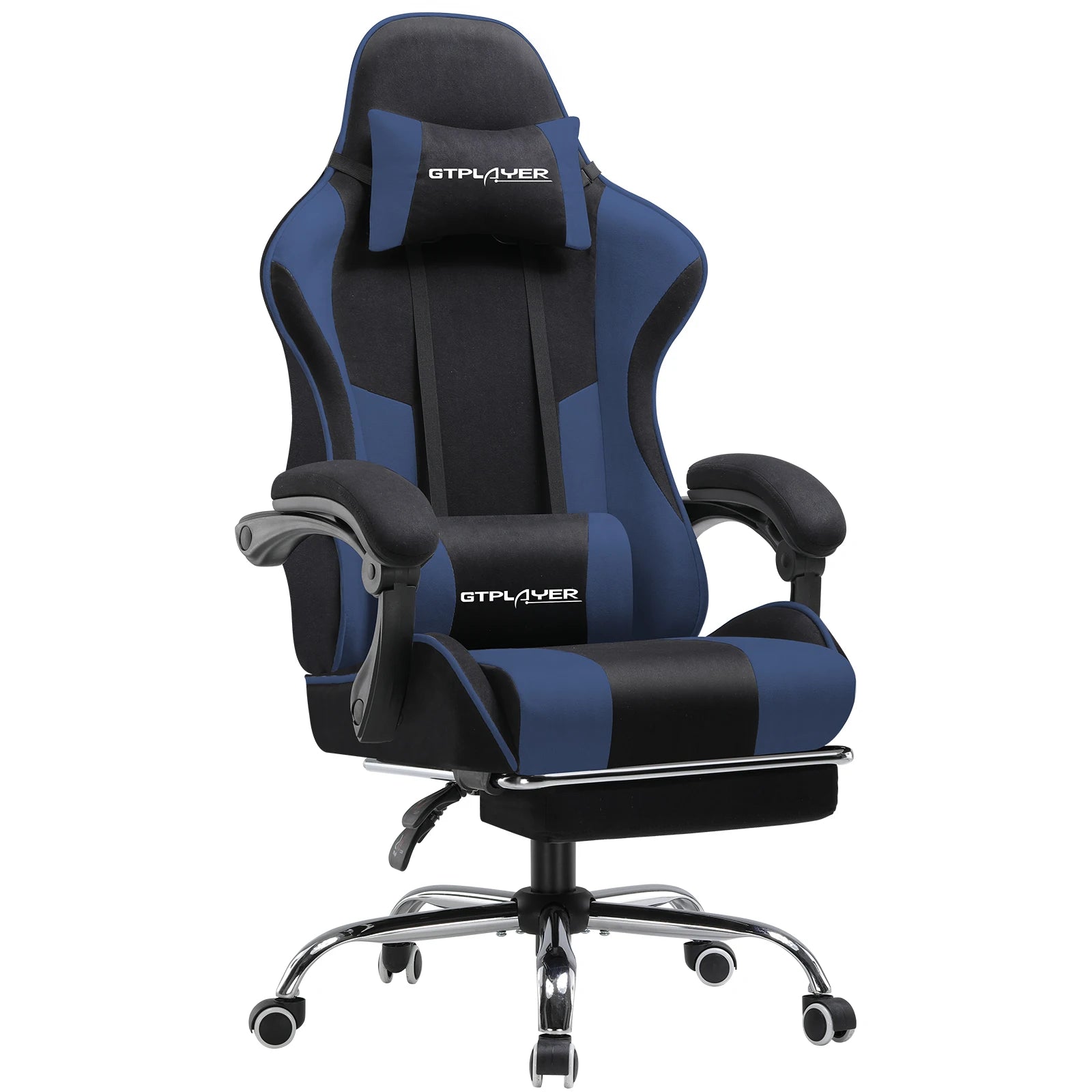 Ergonomische Gamingstoel met Voetensteun en Massage Lendenkussen – Stoffen Bureaustoel met Hoofdsteun
