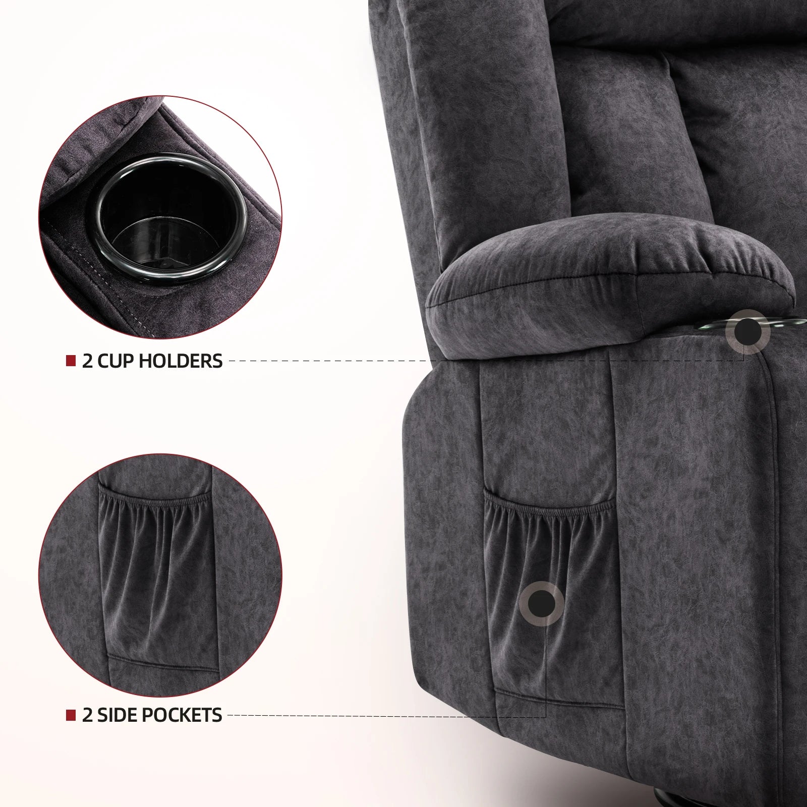 Verstelbare Relax Fauteuil met Voetensteun en Bekerhouders – Luxe TV Stoel 90°–160° Ergonomisch Comfort