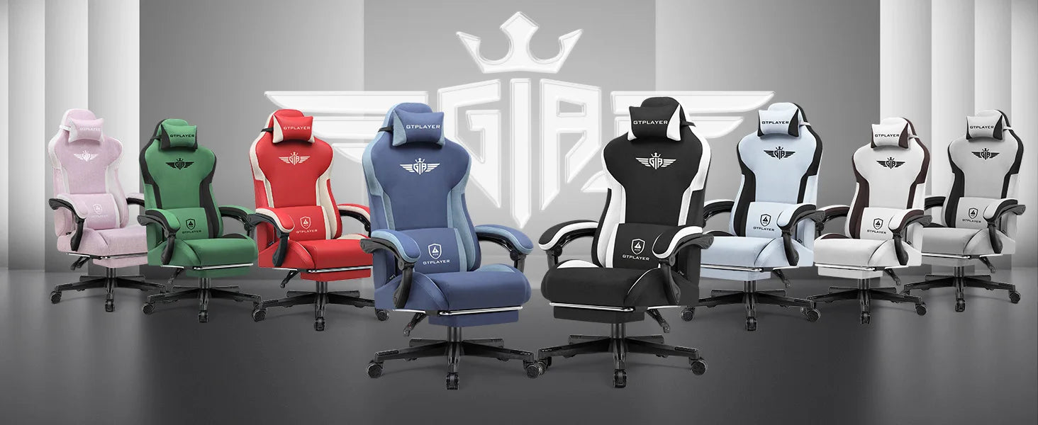 Ergonomische Gamingstoel van Stof met Voetensteun en Verstelbare Rugleuning (165°)