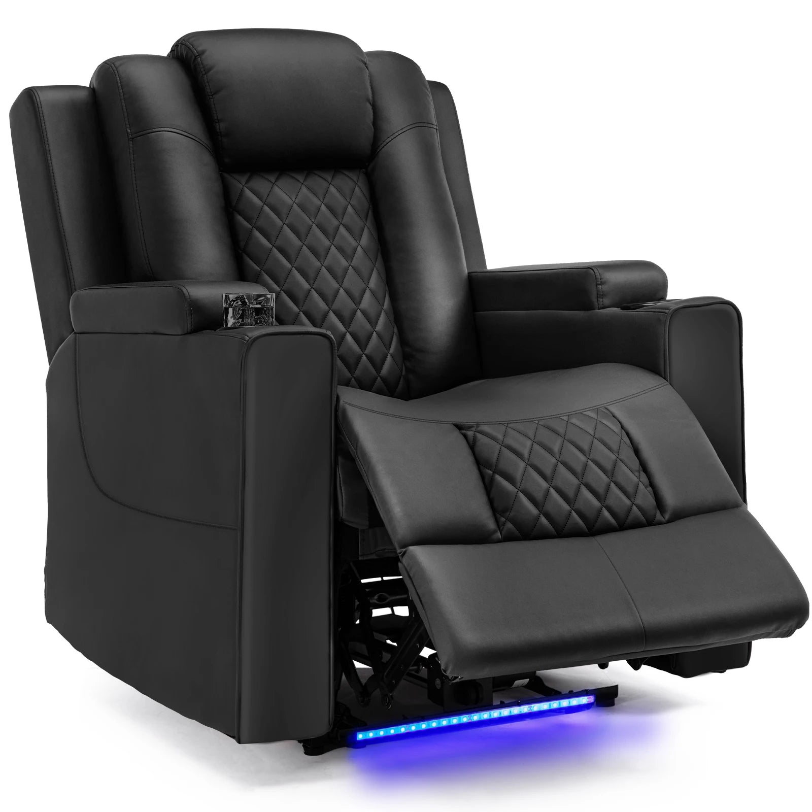 Elektrische Relaxfauteuil met Massage & LED – Verstelbare TV Stoel met Bekerhouders en Opbergvakken – Luxe Home Cinema Fauteuil