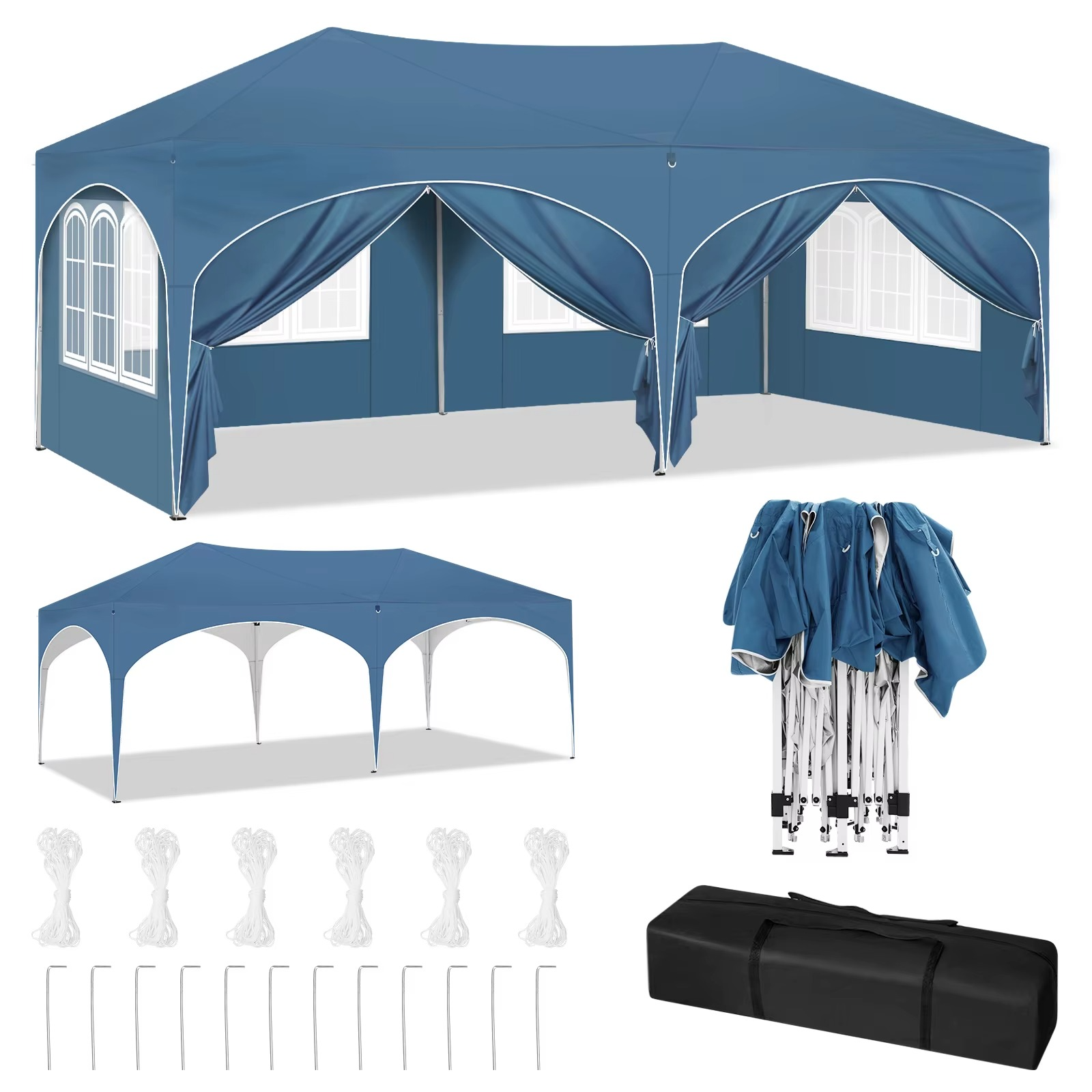 Opvouwbaar Paviljoen 3×6 m – Easy Up Partytent met 6 Zijwanden