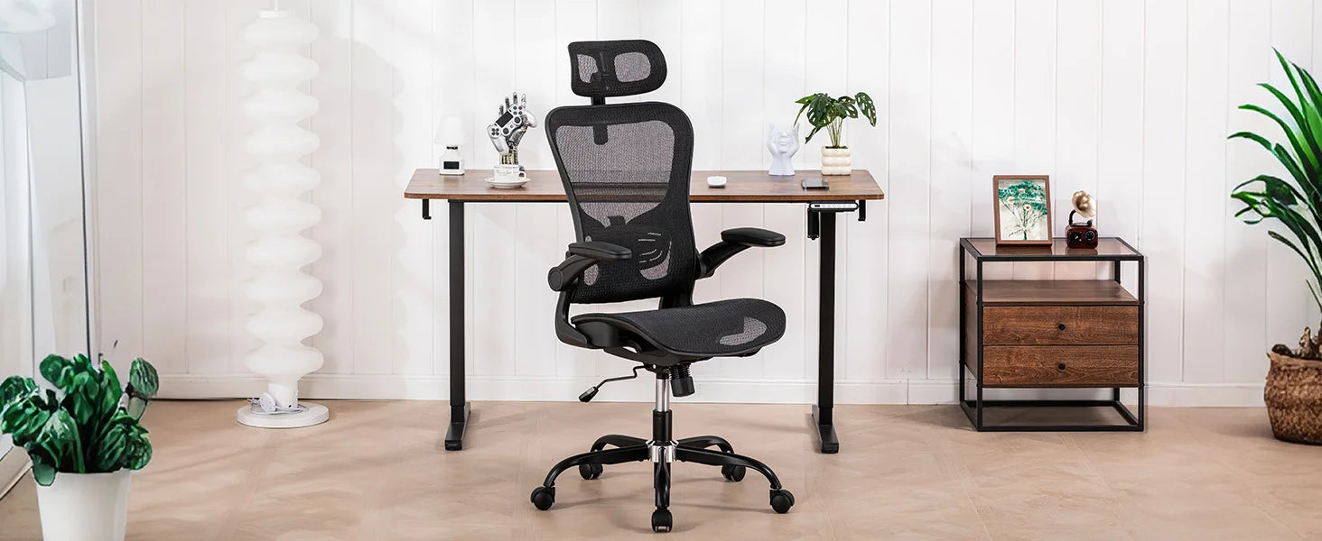 Ergonomische Bureaustoel met Hoofdsteun en Lendensteun – Verstelbare Mesh Office Chair – Gaming & Directiestoel met Armleuningen en Wielen