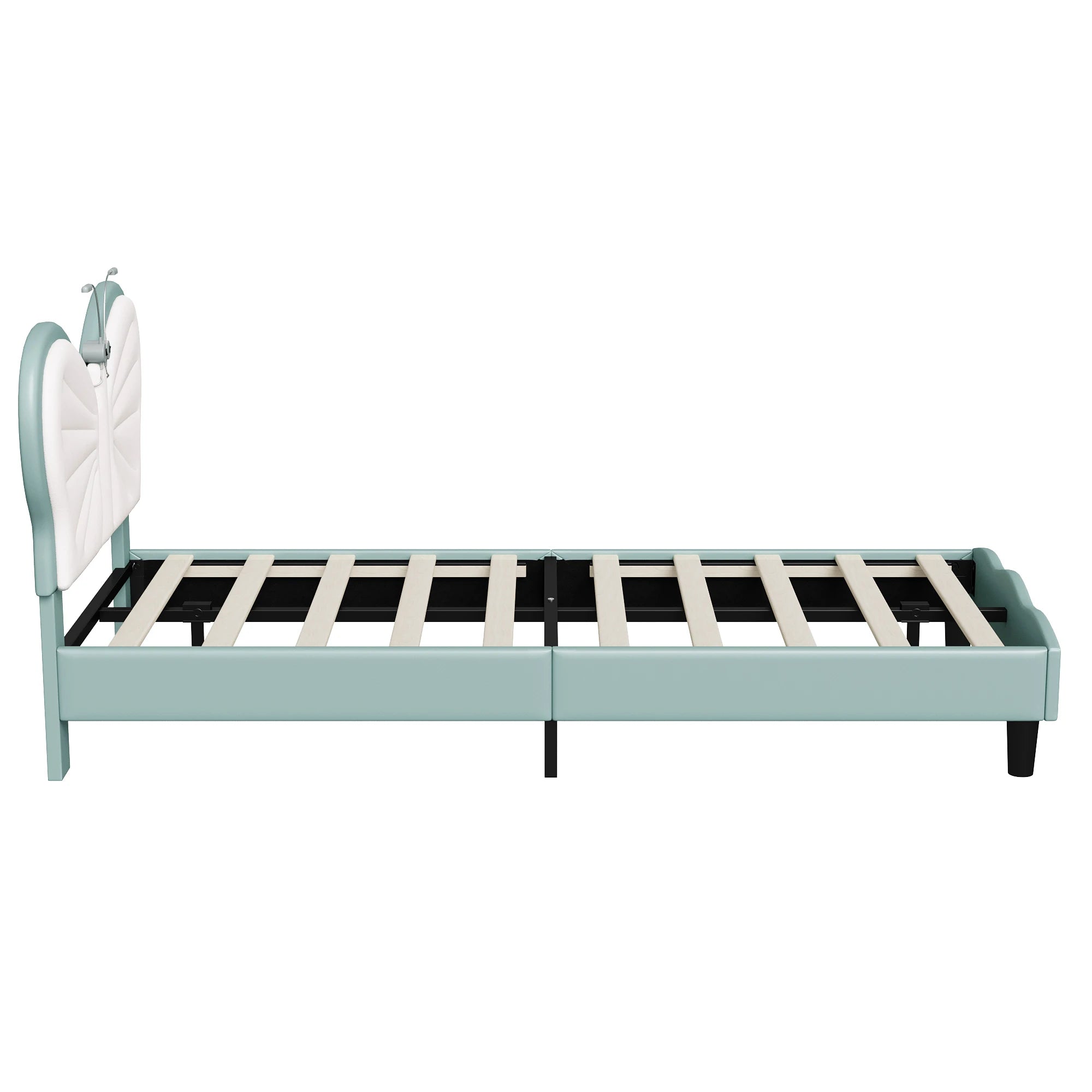 Kinderbed 90x200 cm verstelbaar hoofdeinde – meisjesbed met LED‑leeslampjes
