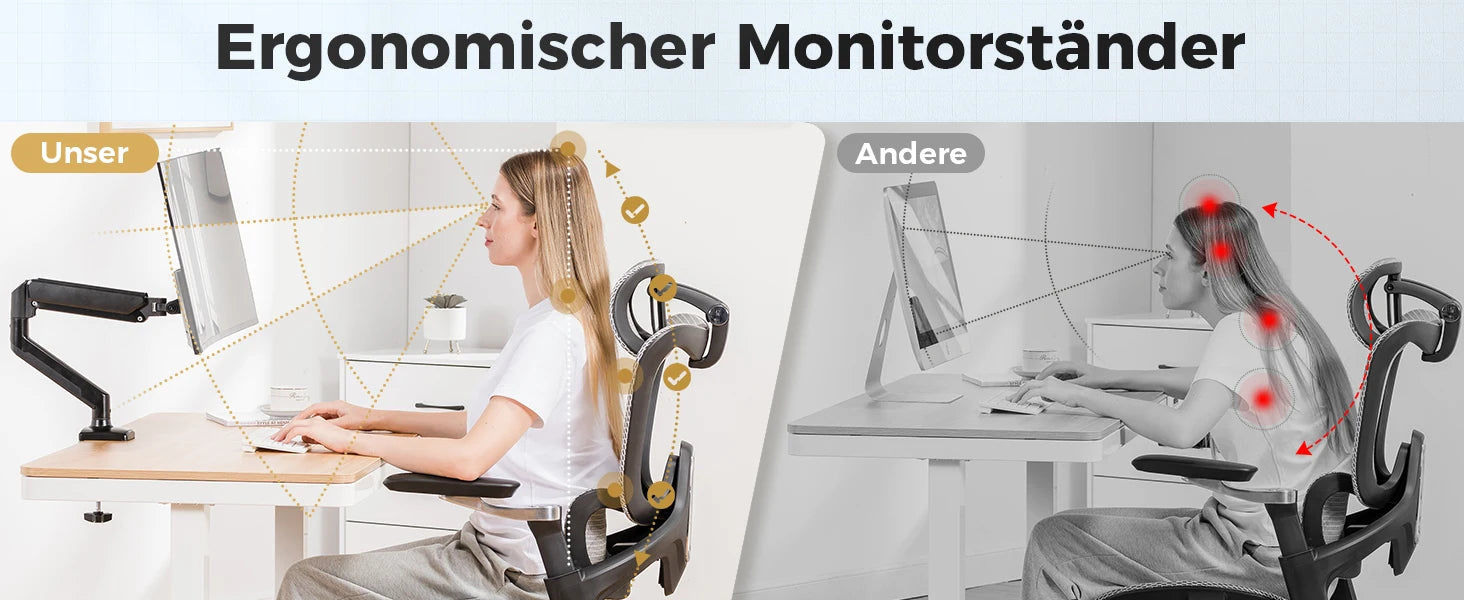 Verstelbare Monitor Arm Enkel 13-32 Inch met Gasveer en VESA Mount