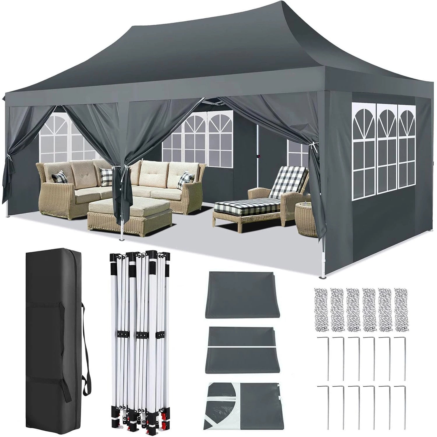 Pop-up Feesttent 3×6 m – Waterdicht Paviljoen met 6 Zijwanden