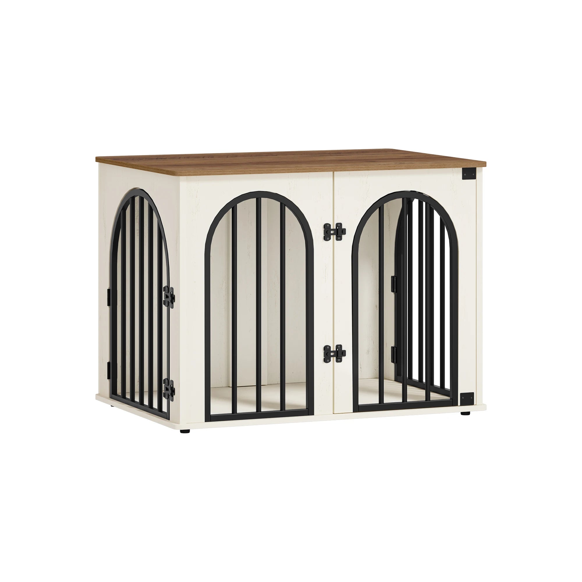 Houten Hondenbench Meubel 80 cm – Design Hondenkooi met 3 Deuren – Moderne Indoor Bench & Bijzettafel