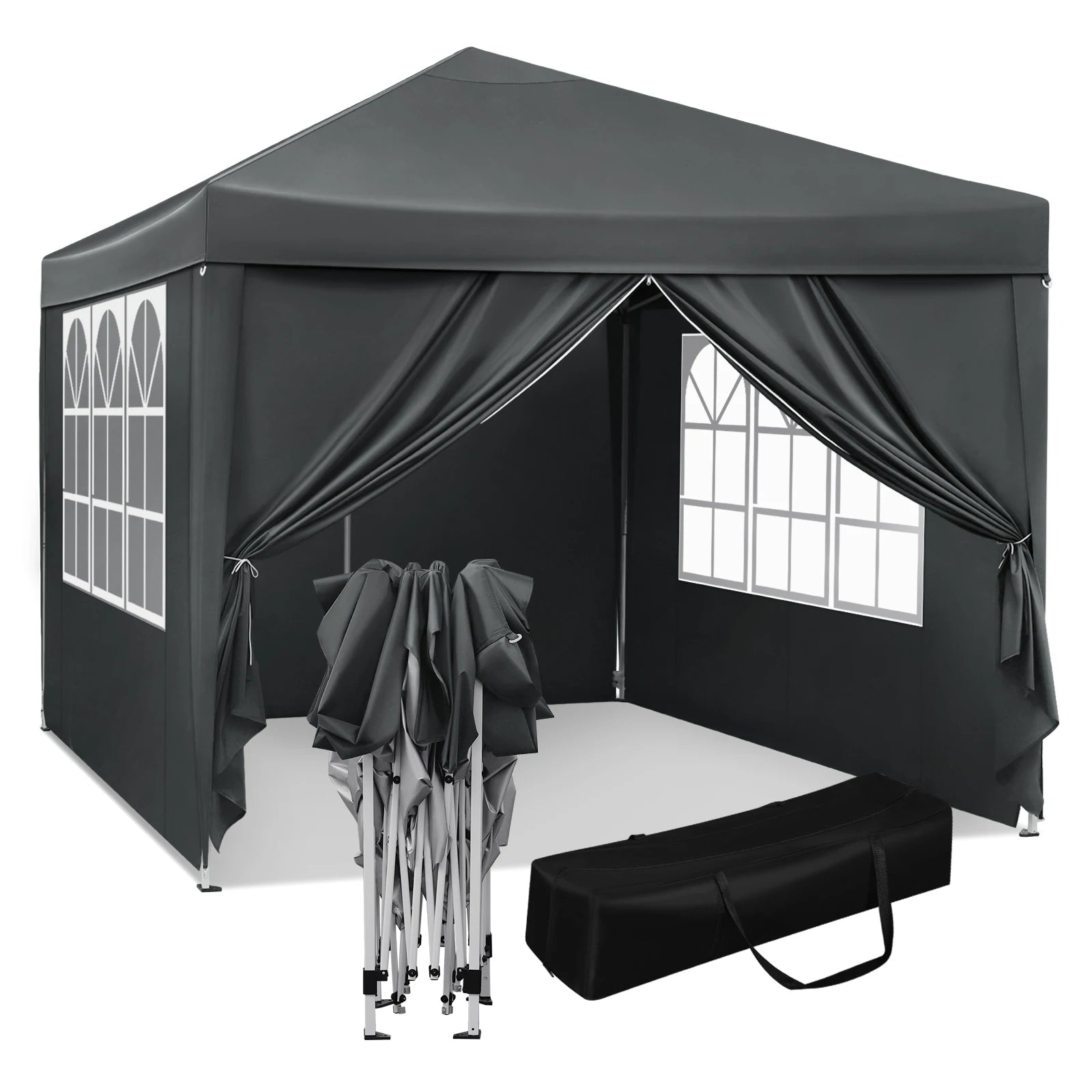 Easy Up Partytent 3x3 m – Opvouwbare Waterdichte Tuintent met UV-bescherming - Pop‑Up Systeem - Inclusief Draagtas