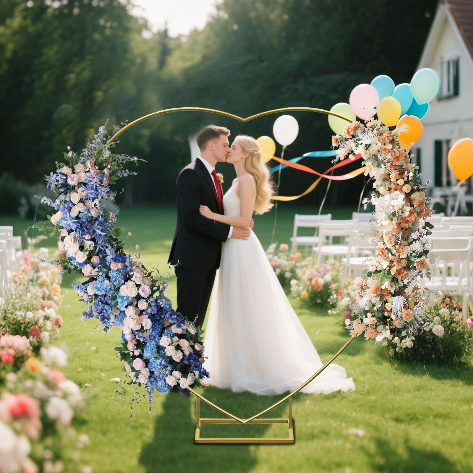 Gouden Ballonnenboog Frame – 2m/2,4m Feestdecoratie voor Bruiloften, Verjaardagen en Ceremonies – Herbruikbare Metaal Stand