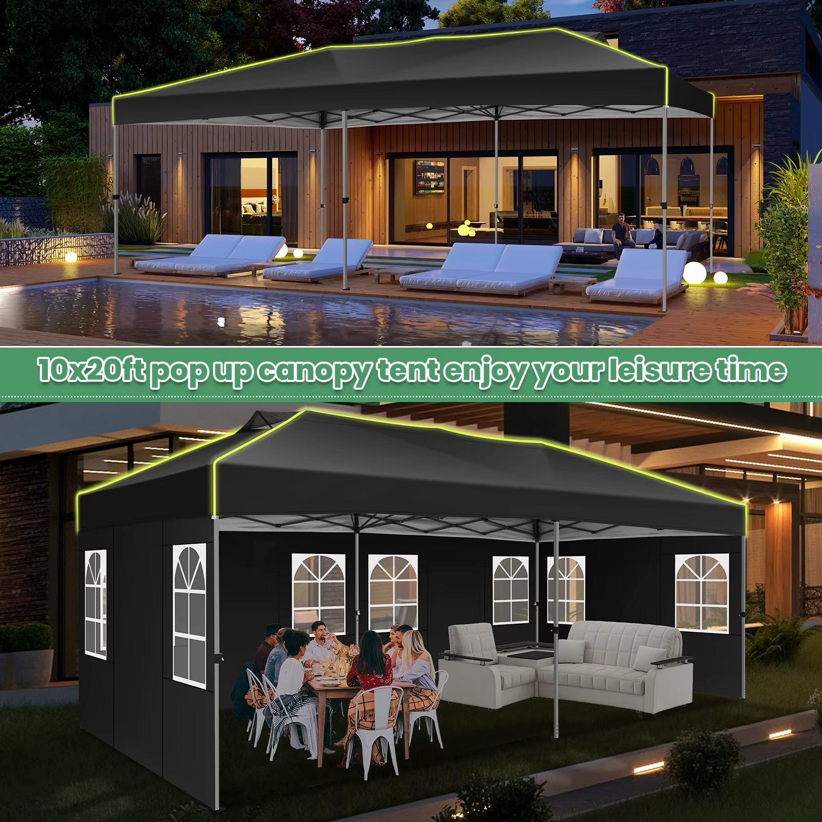 Pop-up Partytent 3×6 m – Easy-Up Tuinpaviljoen met 6 Zijwanden