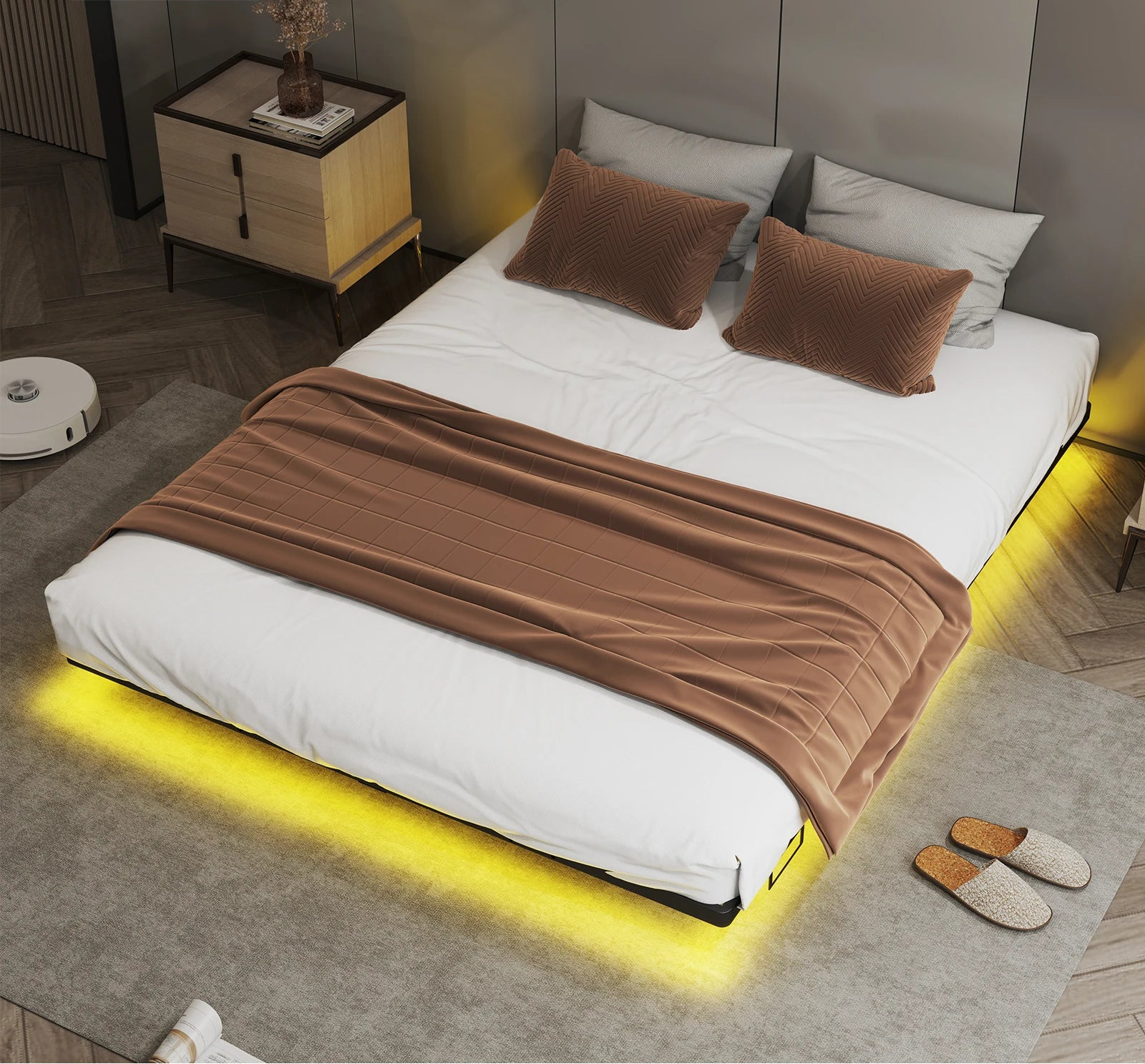 Metalen Bedframe 140x200 cm met LED, USB en Stopcontacten – Modern en Functioneel Design