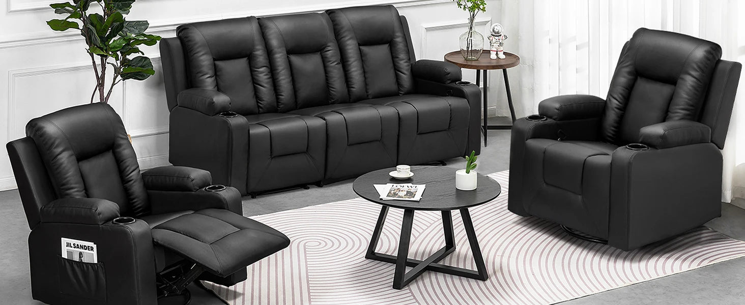 Luxe Relaxfauteuil 360° Draaibaar – Verstelbare TV Stoel met Voetsteun en Kunstleren Bekleding