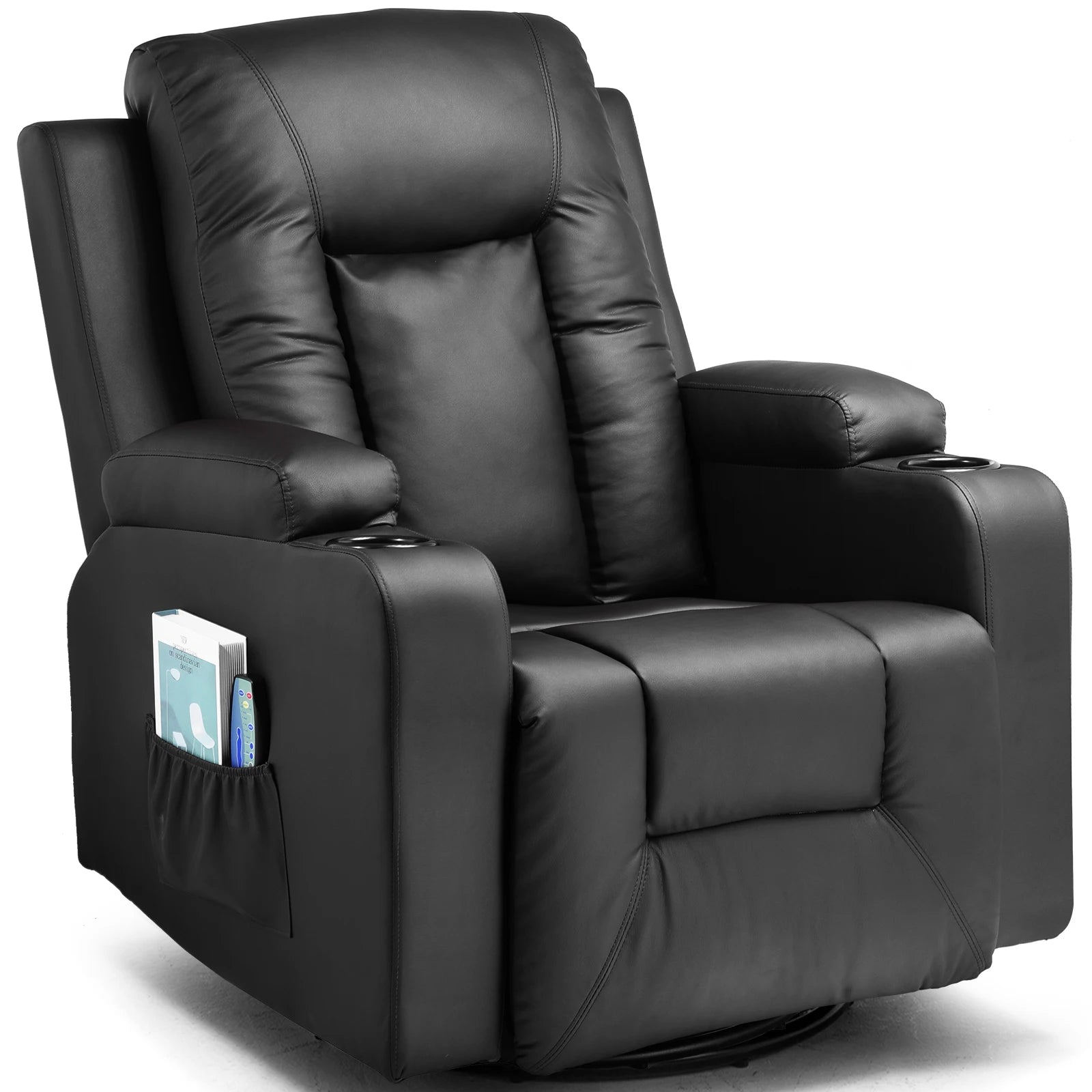 Luxe Relaxfauteuil 360° Draaibaar – Verstelbare TV Stoel met Voetsteun en Kunstleren Bekleding