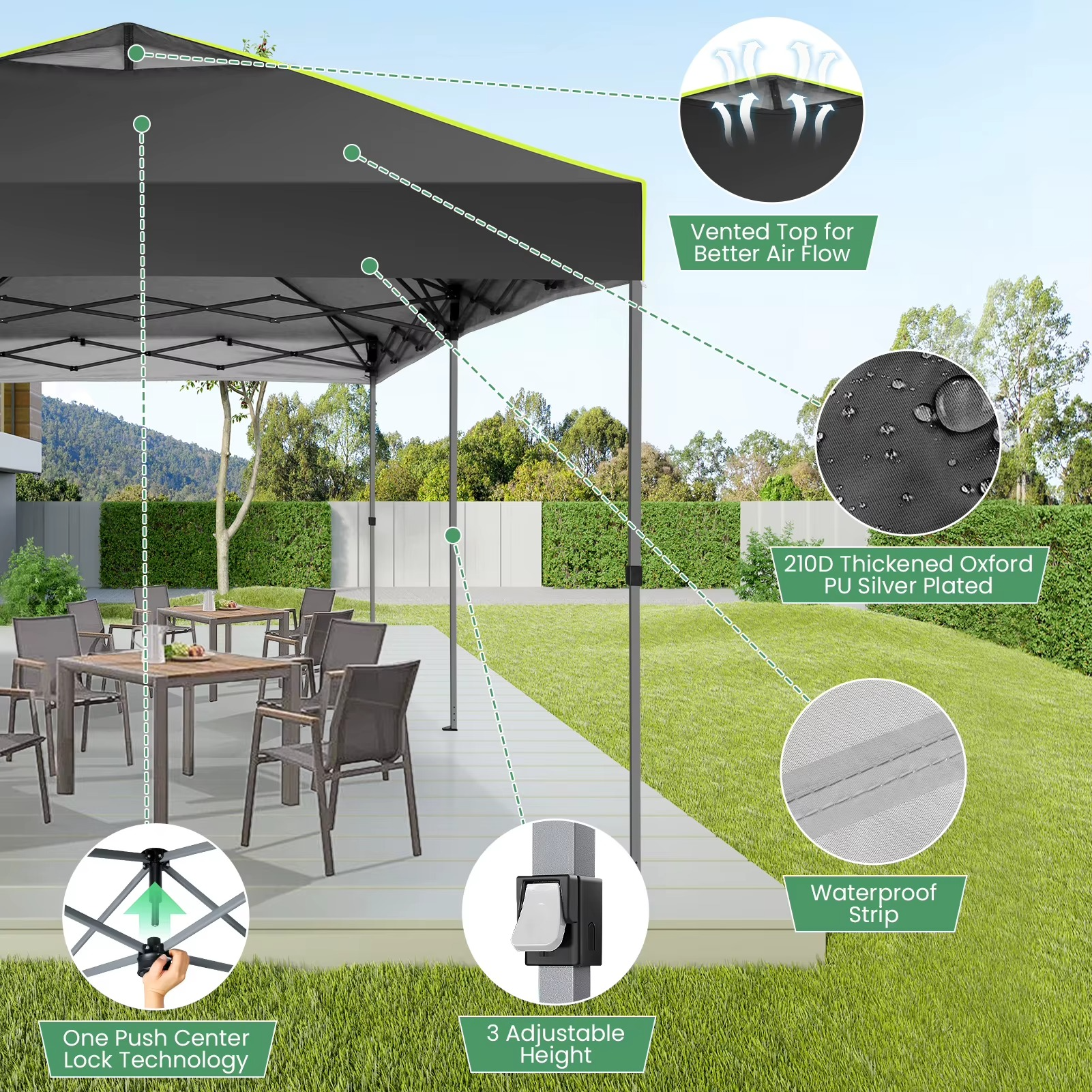 Pop-up Partytent 3×6 m – Easy-Up Tuinpaviljoen met 6 Zijwanden