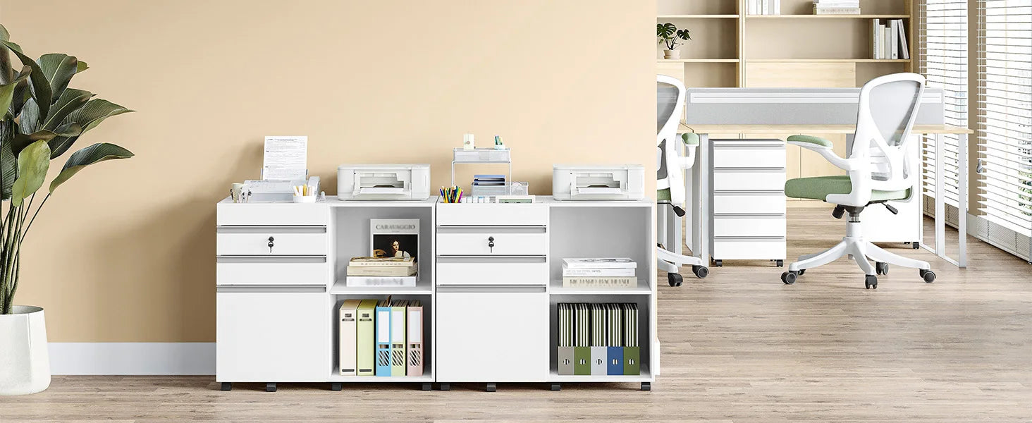 Mobiele 3‑Laden Archiefkast onder Bureau – Rolcontainer met Slot voor Kantoor en Thuis