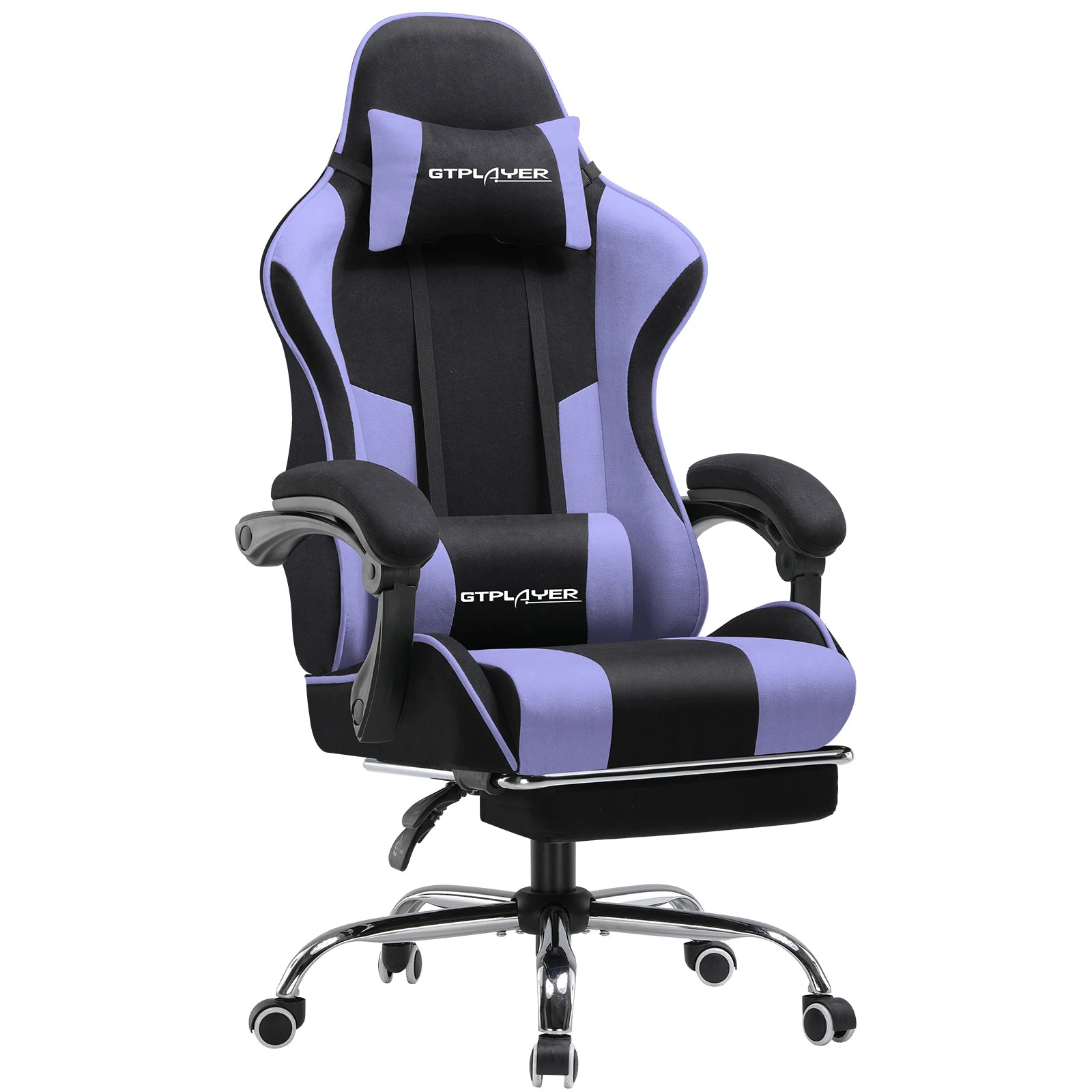 Ergonomische Gamingstoel met Voetensteun en Massage Lendenkussen – Stoffen Bureaustoel met Hoofdsteun