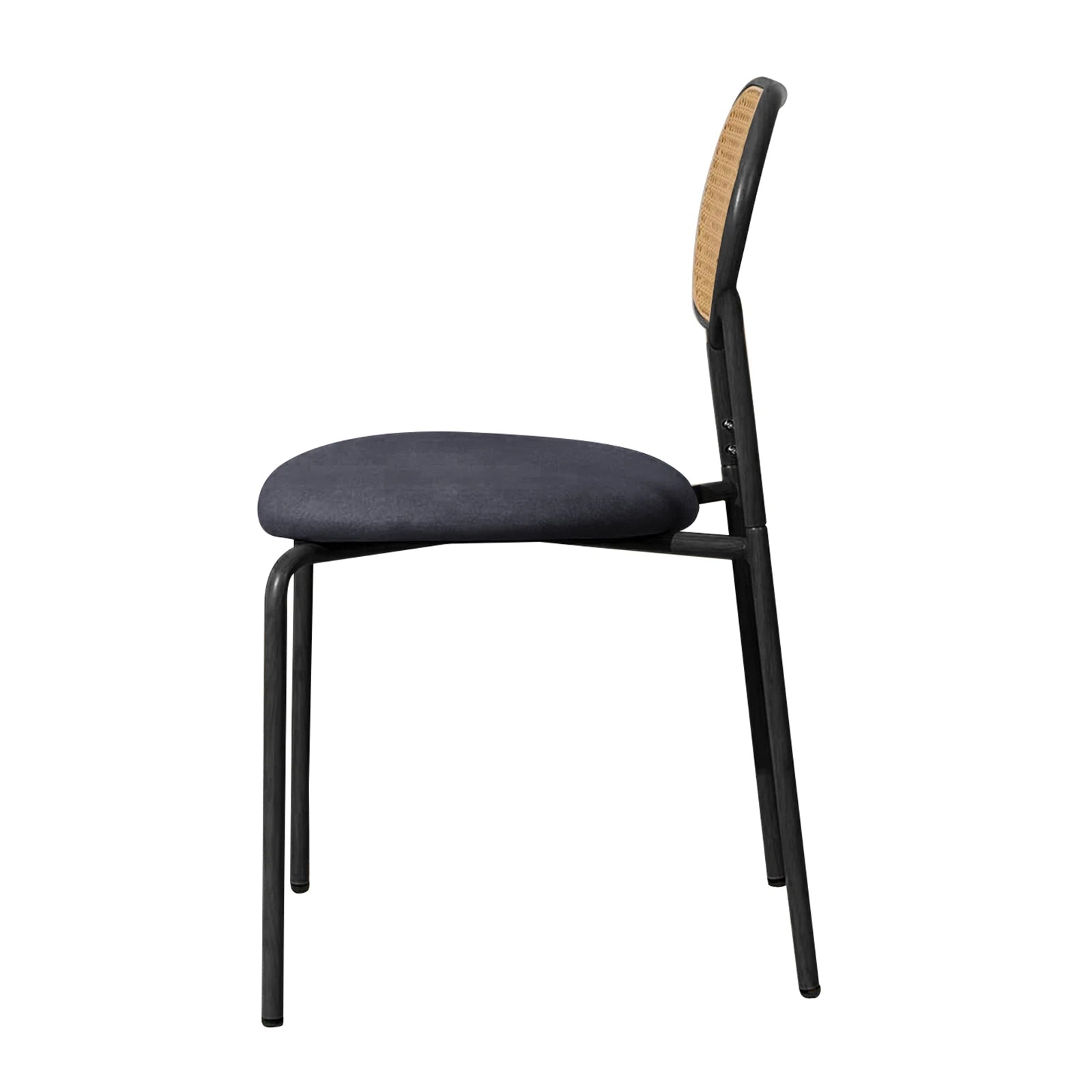 Retro Eetkamerstoelen Set van 2 met Rieten Rugleuning – Comfortabele Gestoffeerde Zitting, Stevig IJzeren Frame, Antislipvoetjes – Voor Keuken, Eetkamer & Terras