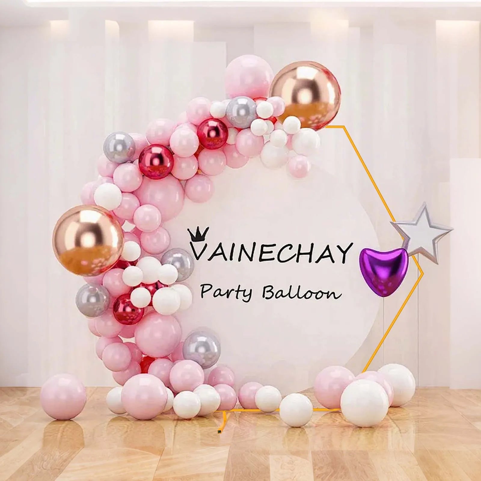Gouden Ballonnenboog Frame – 2m/2,4m Feestdecoratie voor Bruiloften, Verjaardagen en Ceremonies – Herbruikbare Metaal Stand