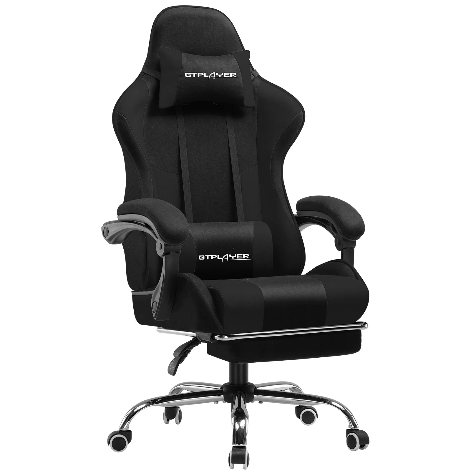 Ergonomische Gamingstoel met Voetensteun en Massage Lendenkussen – Stoffen Bureaustoel met Hoofdsteun