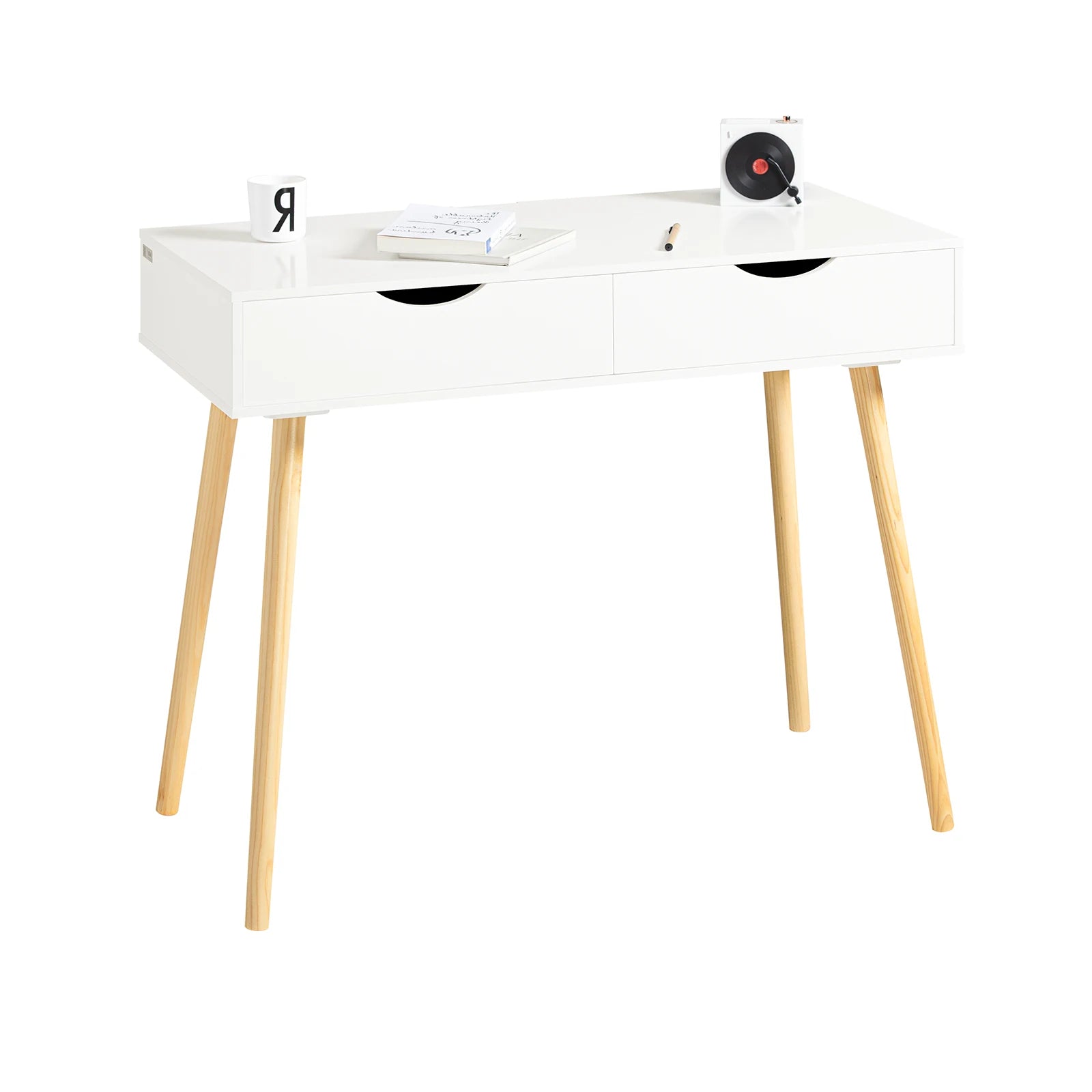 Computertafel met 2 Lades – Modern Bureau 90×45 cm voor Thuiswerk en Studie