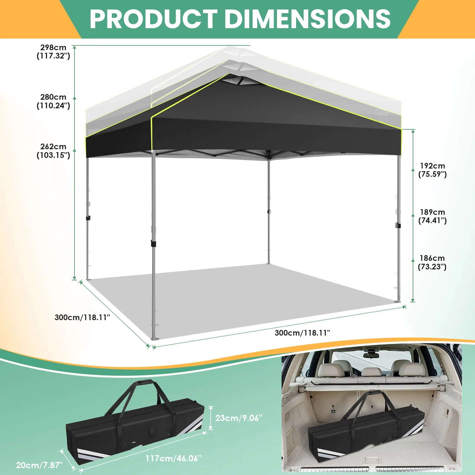 Pop-up Partytent 3x3 m Waterdicht met 4 Zijwanden – Opvouwbaar Tuinpaviljoen met UV50+ Bescherming voor Tuin & Evenementen