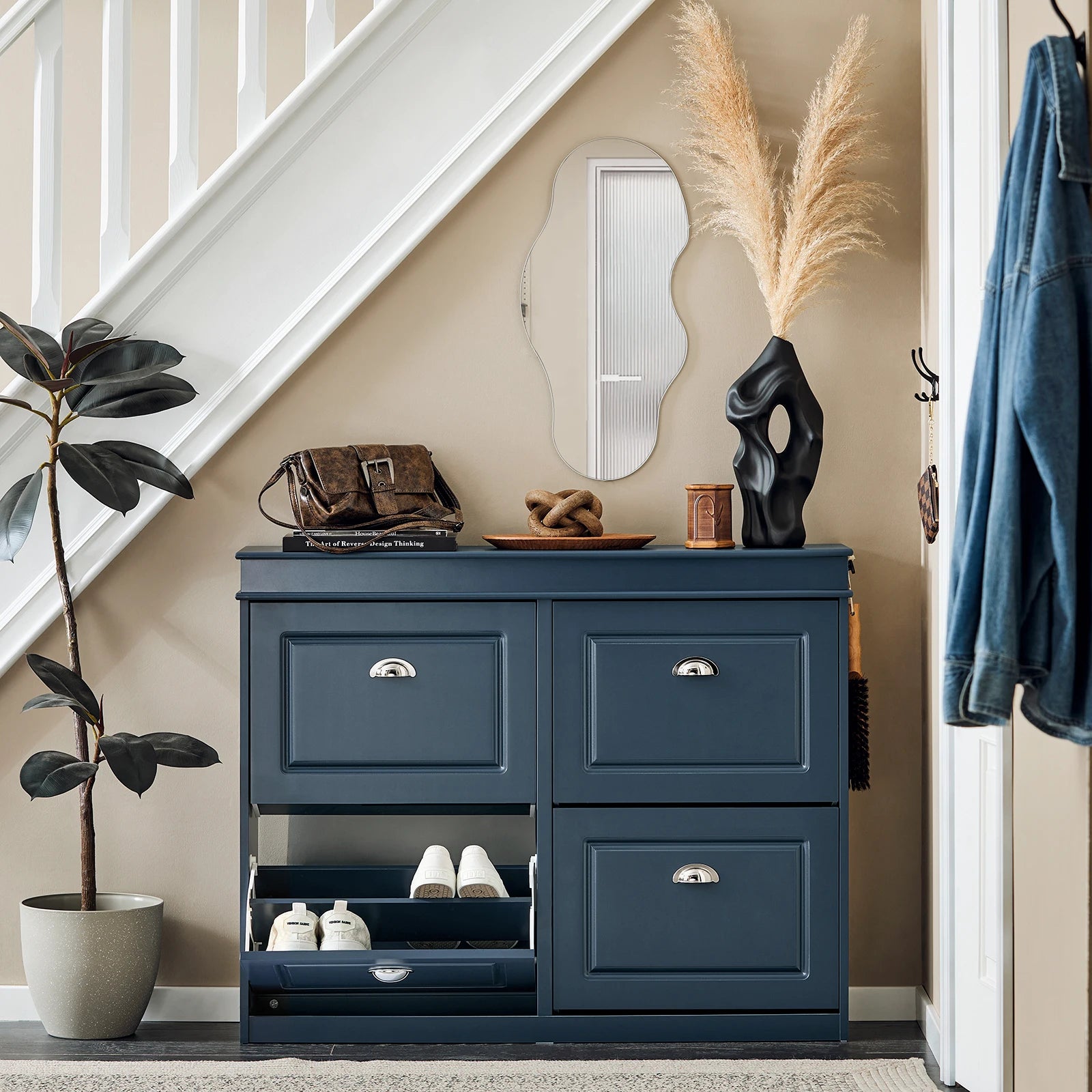 Ruime schoenenkast met 4 kleppen en 8 planken – Compact & Organiserend Schoenenrek