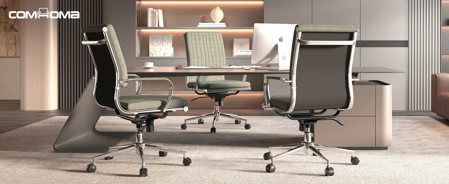 Ergonomische Bureaustoel met Armleuningen en Schommelfunctie – Comfortabele Executive Office Chair (Stof)
