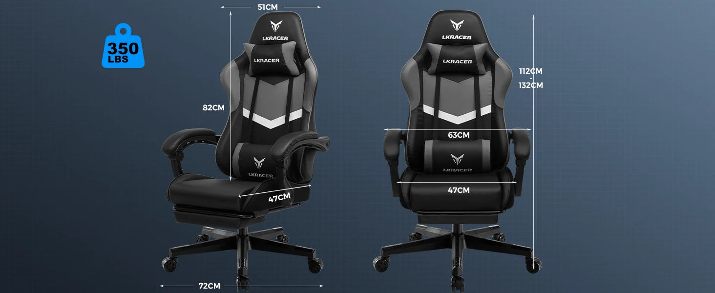 Ergonomische Gamingstoel met Voetensteun en Verstelbare Rugleuning – Comfortabele Bureaustoel met Lendensteun en Hoofdsteun